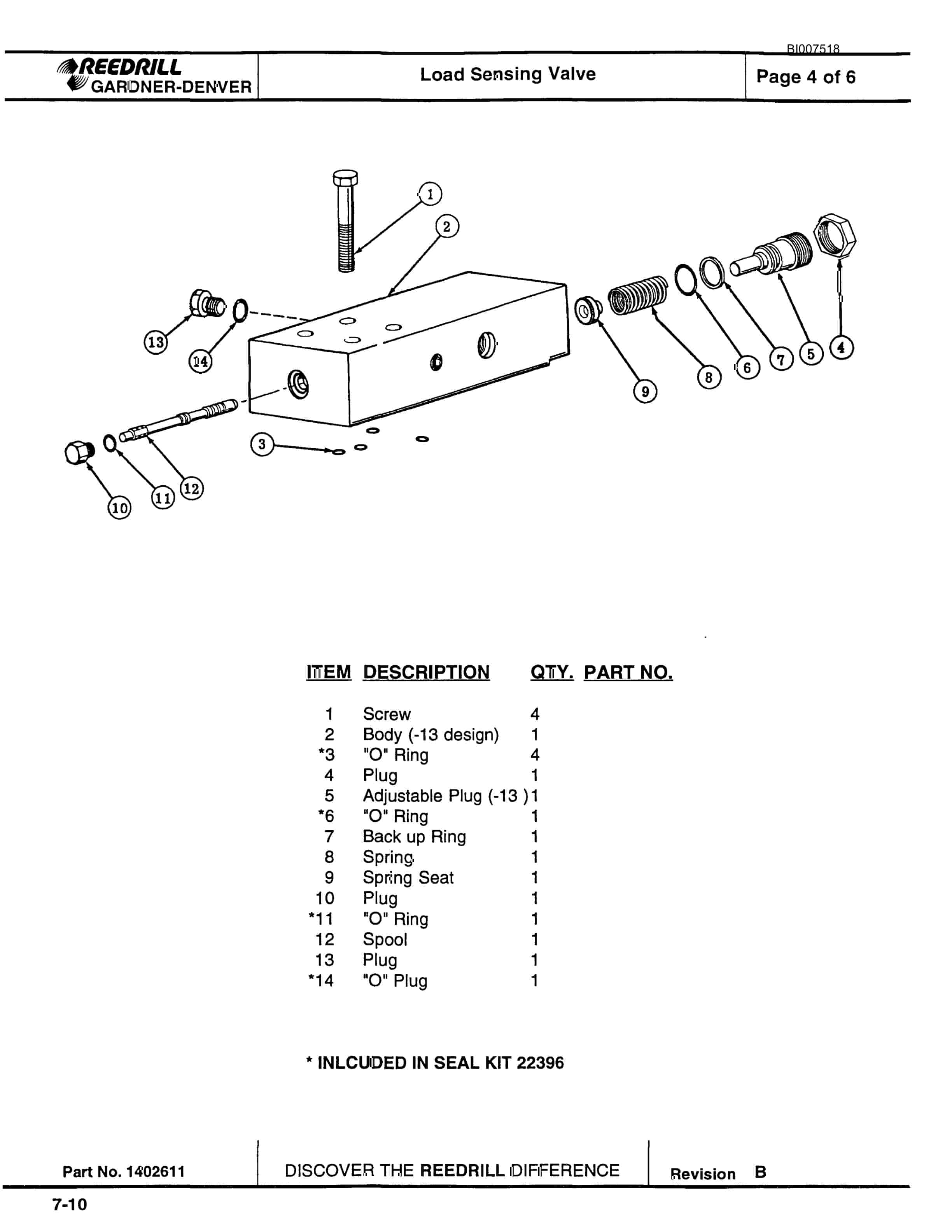 Bucyrus SCH3500BV1 Self Contained Hydraulic Track Drill Parts Catalog BI007518-5