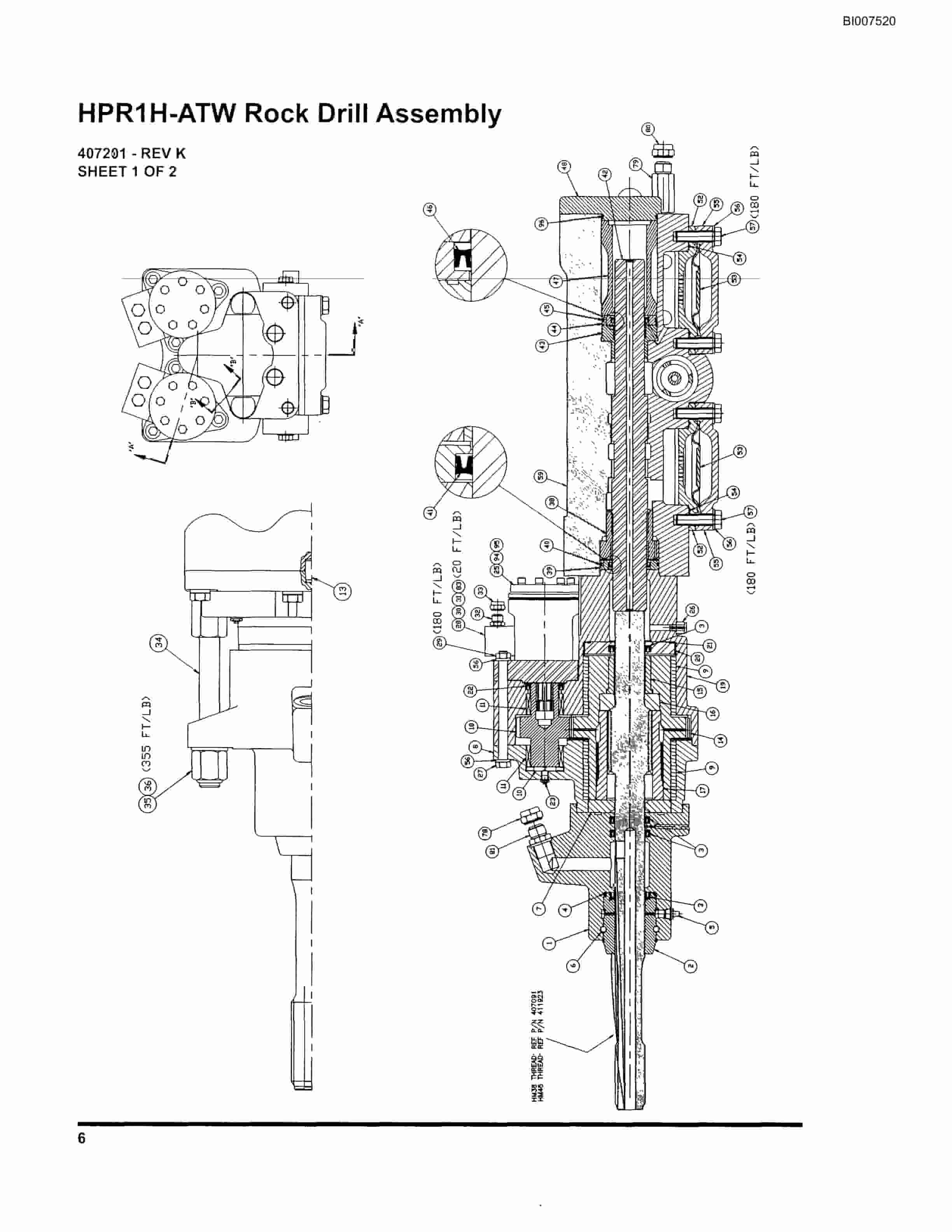 Bucyrus SCH3500BV1 Self Contained Hydraulic Track Drill Parts Catalog BI007520-2
