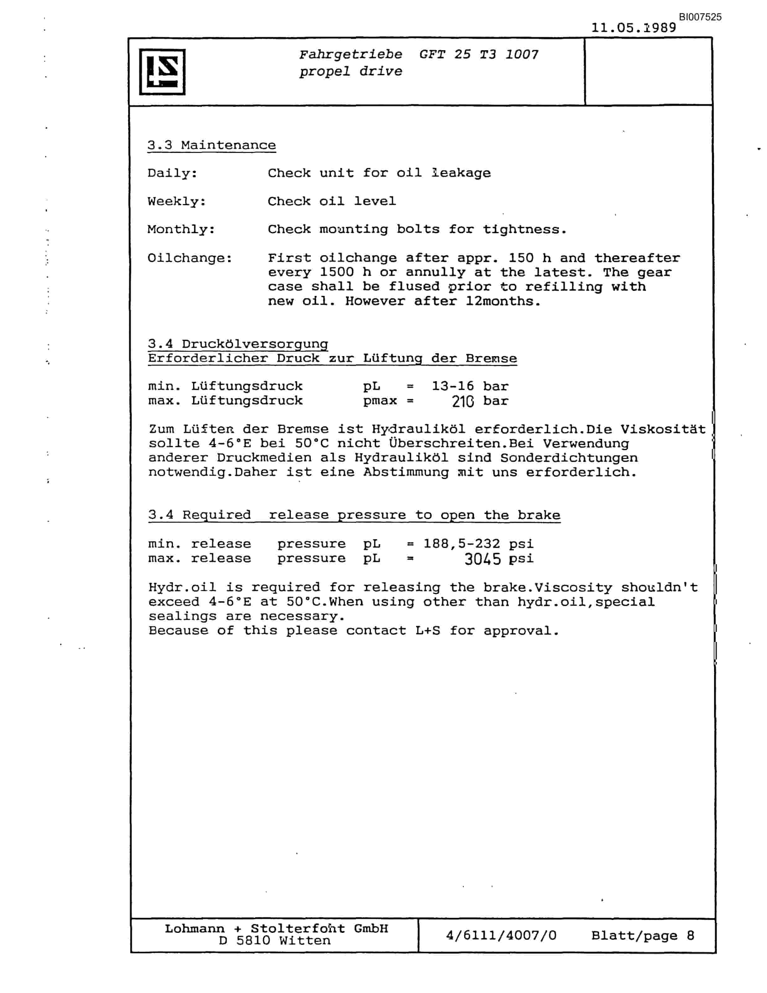 Bucyrus SCH4500 Self Contained Hydraulic Track Drill Parts Catalog BI007525-4