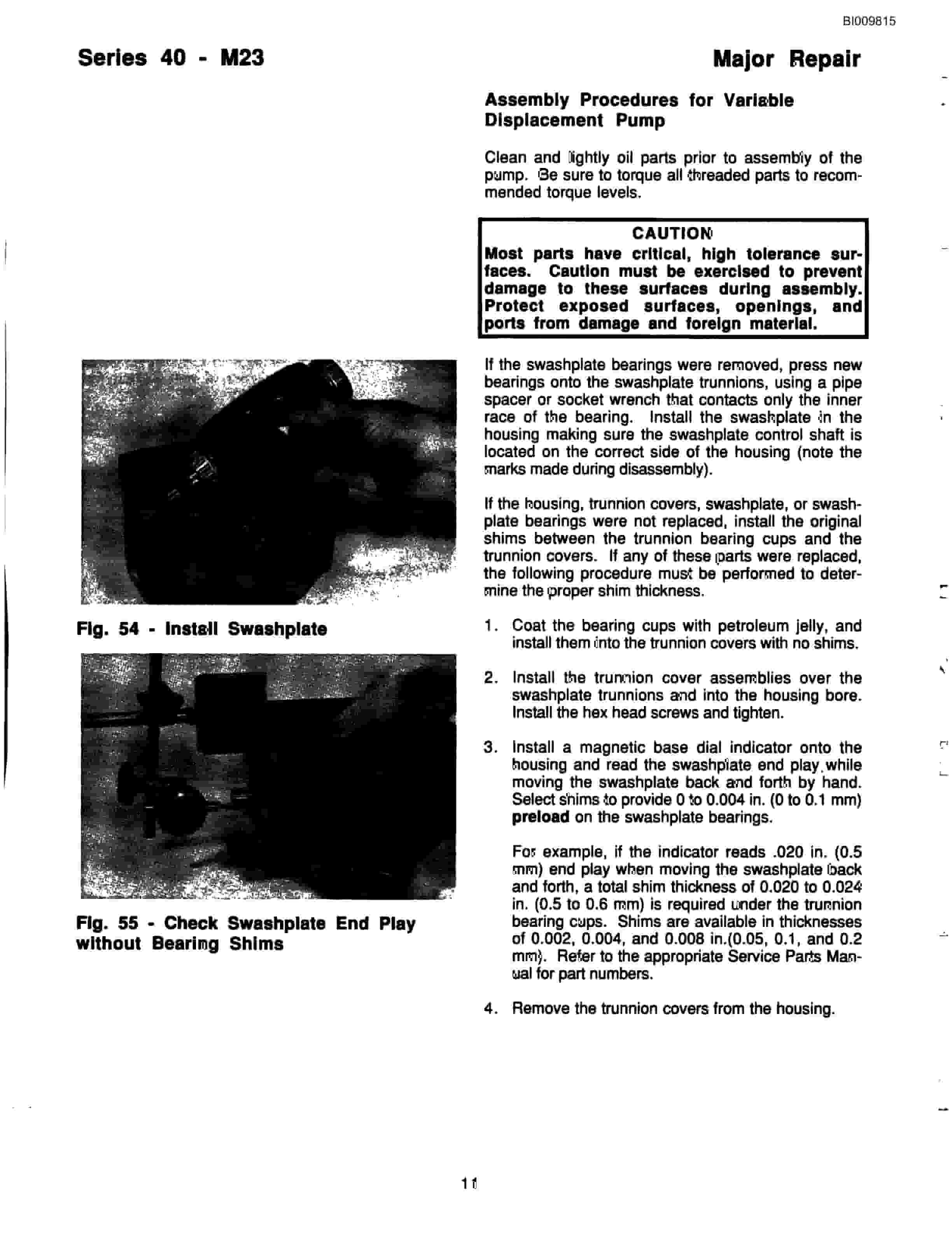 Bucyrus SCH4500 Self Contained Hydraulic Track Drill Parts Catalog BI009815-5