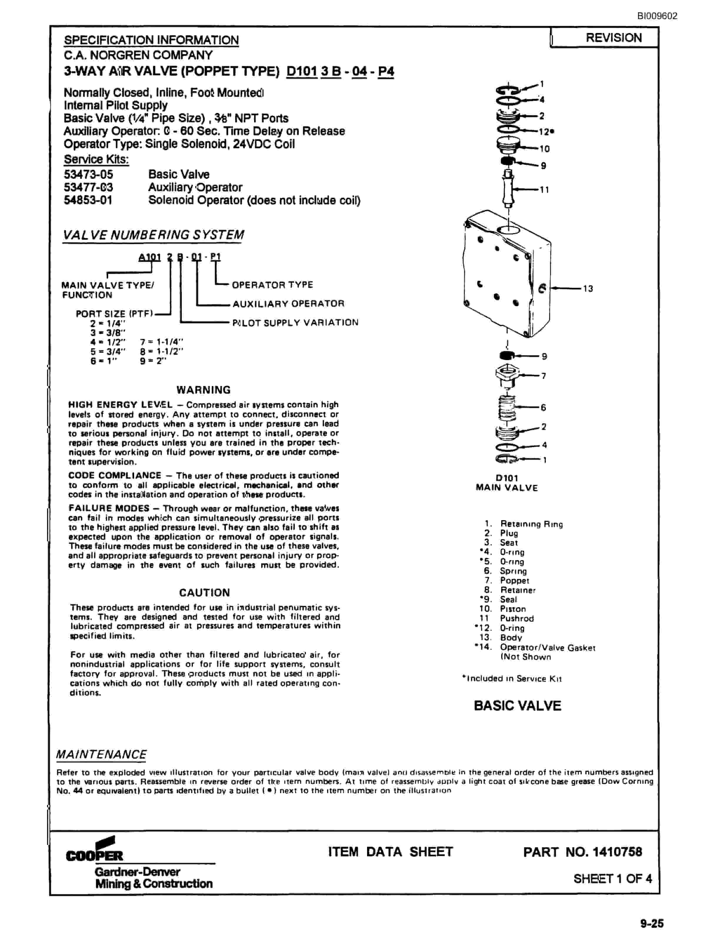 Bucyrus SCH5000 HPRH-C Drill Parts Catalog BI009602-3