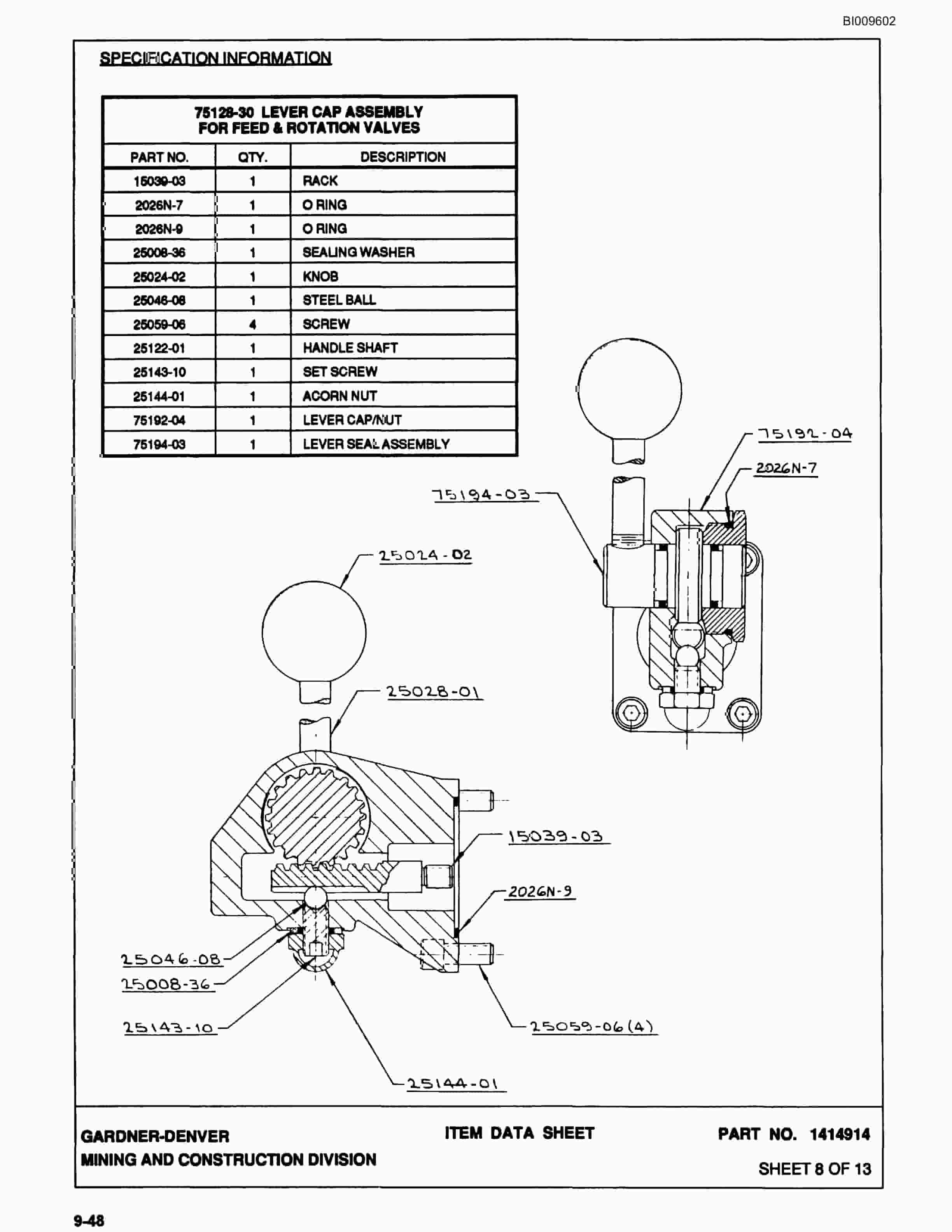 Bucyrus SCH5000 HPRH-C Drill Parts Catalog BI009602-4