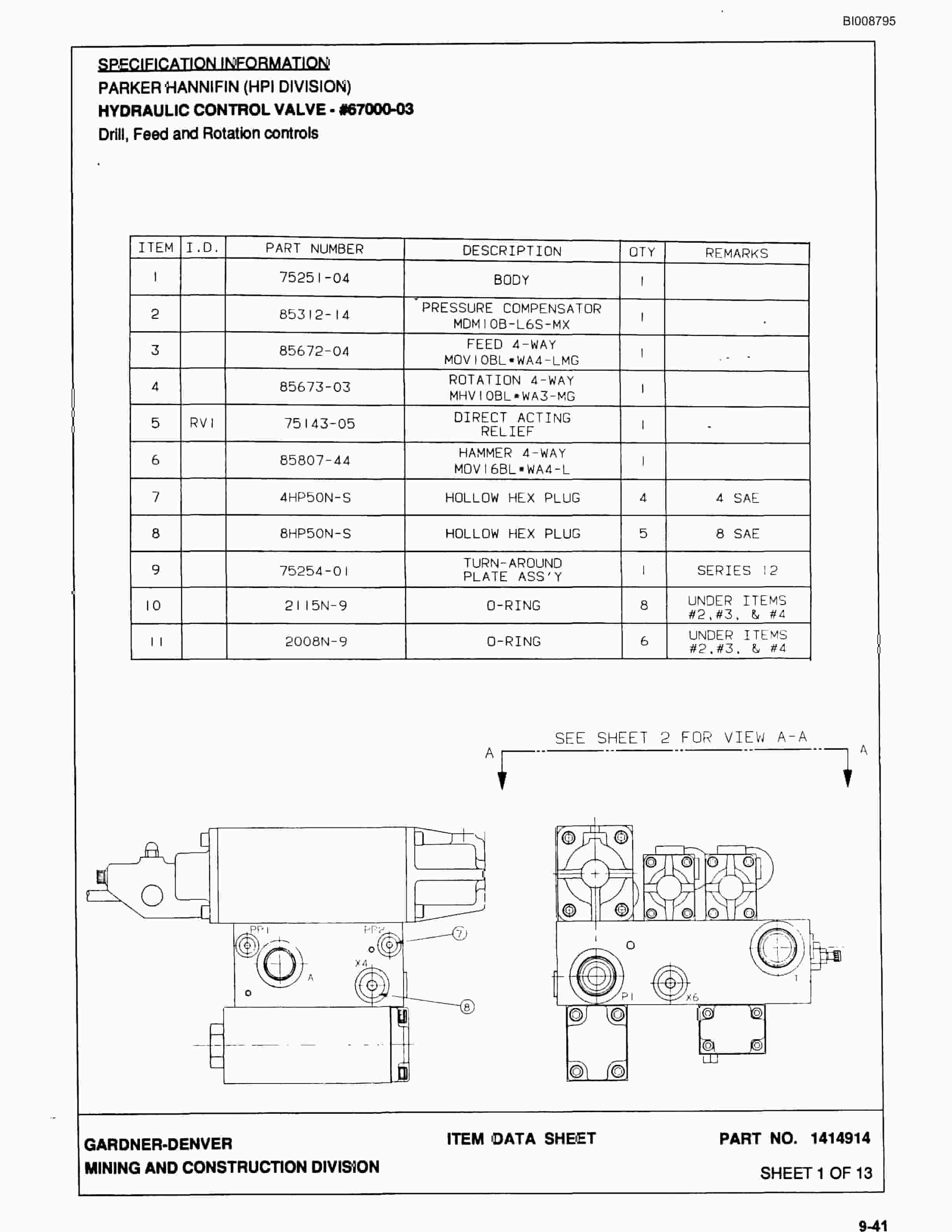 Bucyrus SCH5000 Hydra-Trac HPRH-C Drill Parts Catalog BI008795-4