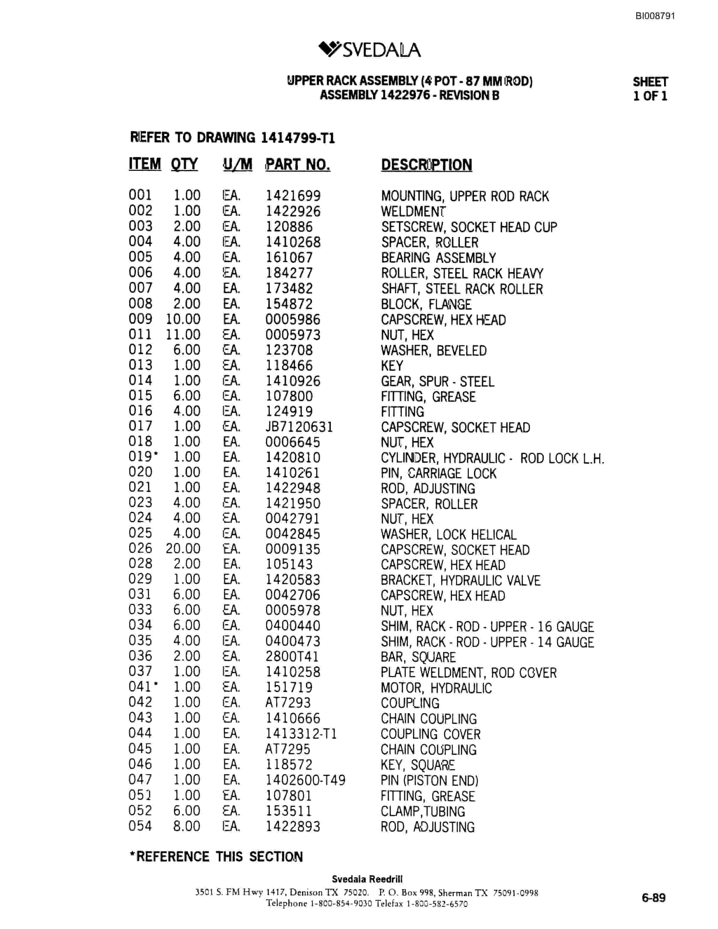 Bucyrus SCH5000 Hydra-Trac Parts Catalog BI008791-4