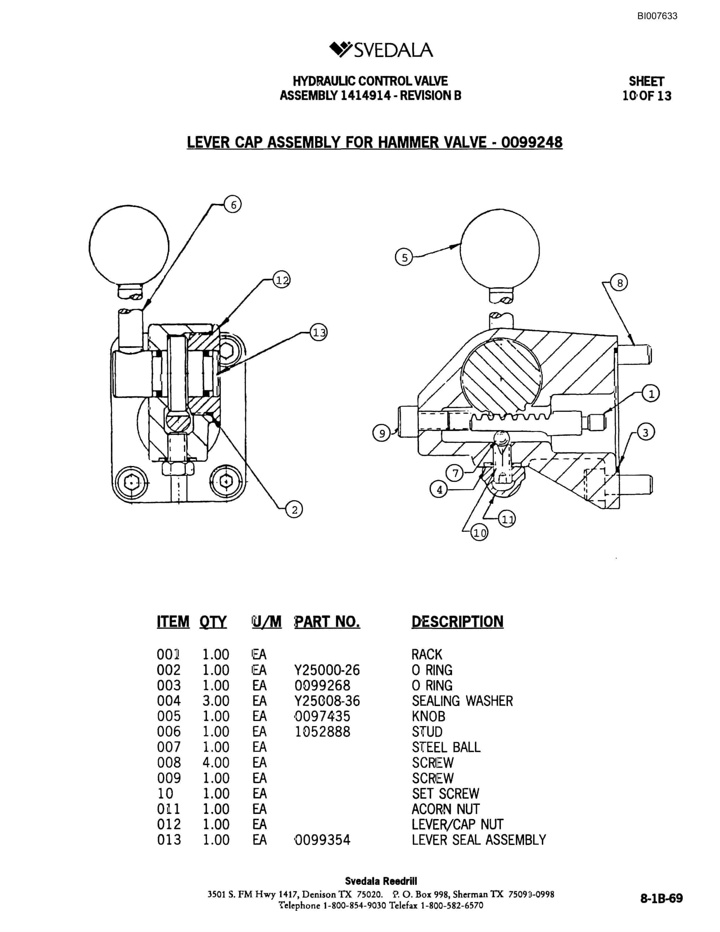 Bucyrus SCH5000 Hydraulic Track Drill Parts Catalog BI007633-4