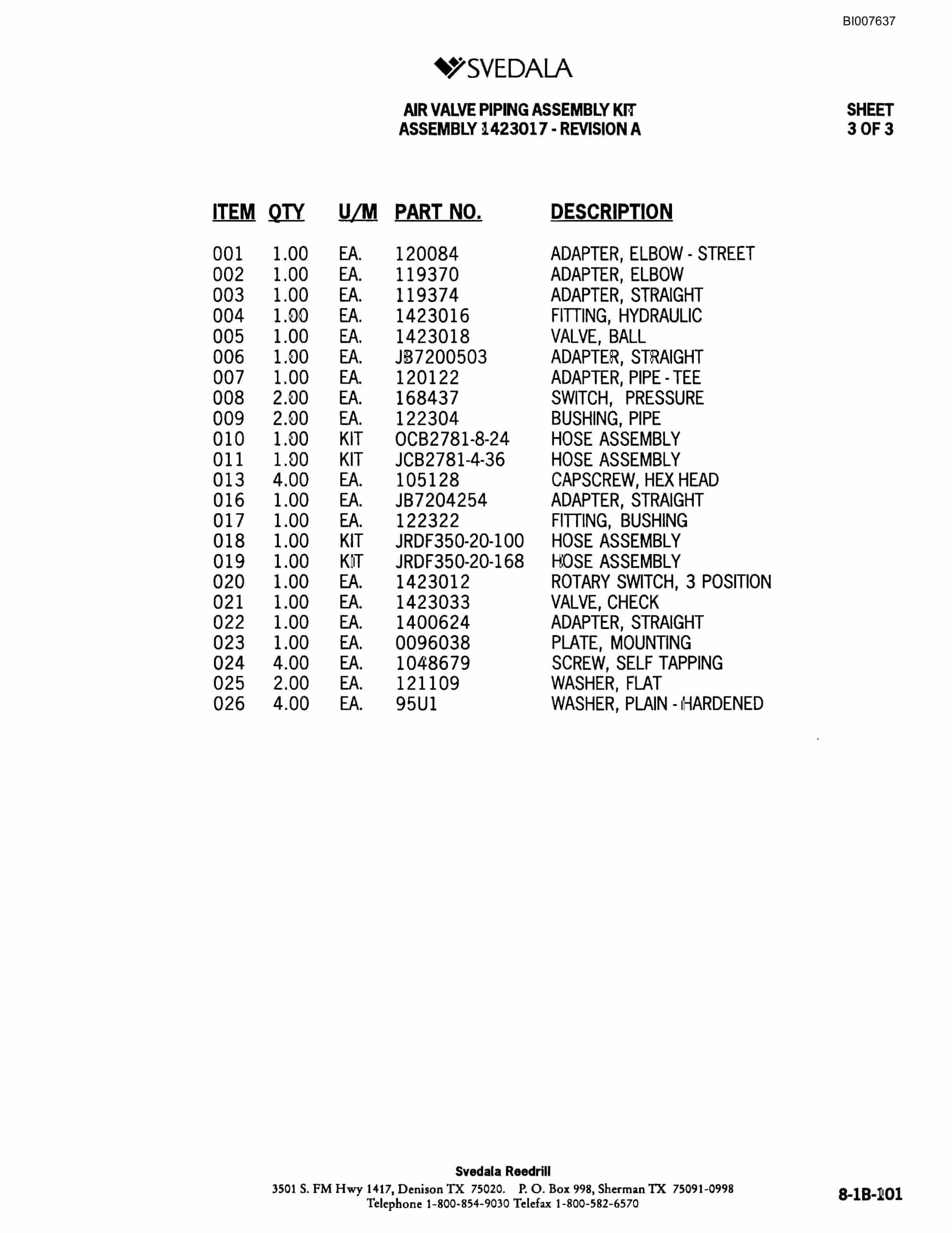 Bucyrus SCH5000 Hydraulic Track Drill Parts Catalog BI007637-5
