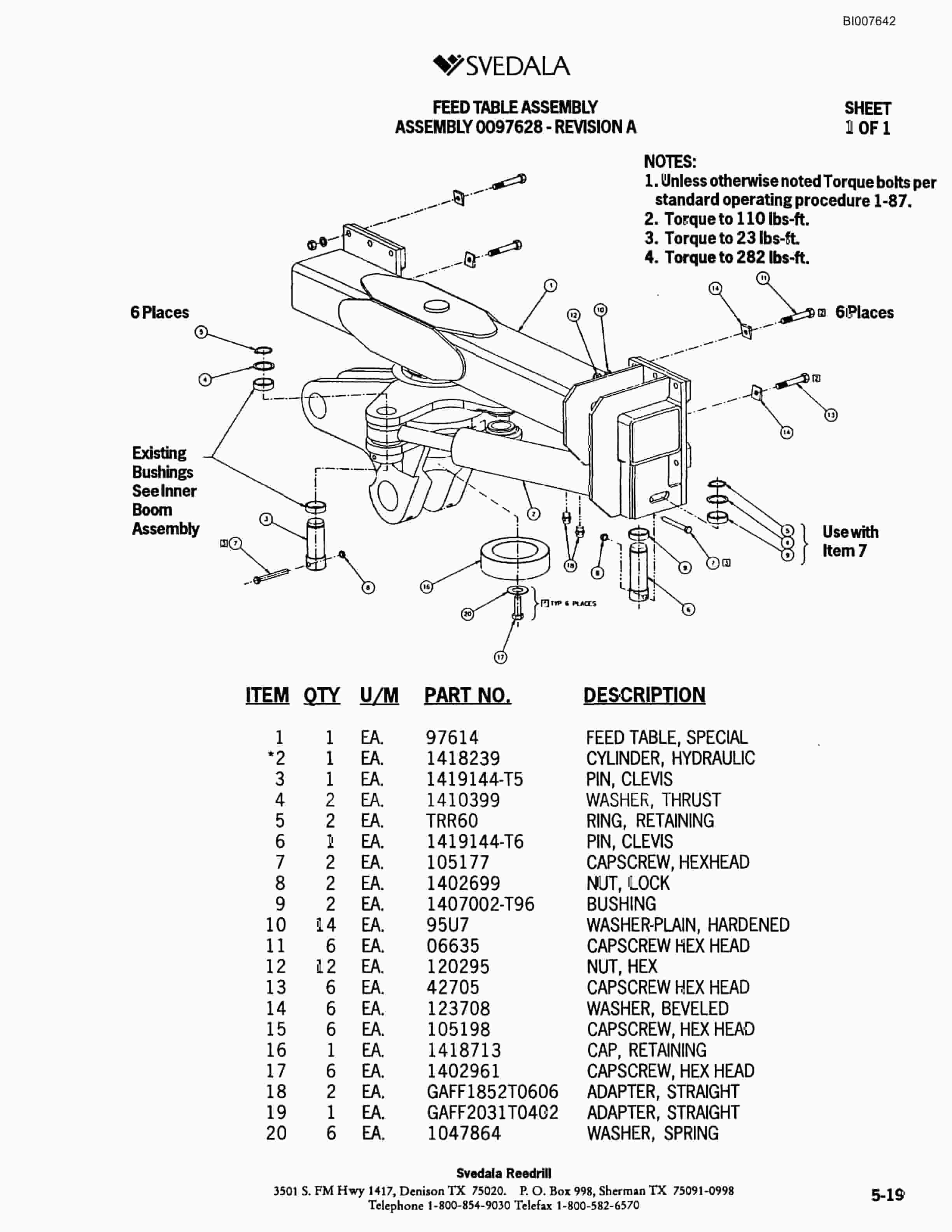 Bucyrus SCH5000 Hydraulic Track Drill Parts Catalog BI007642-3