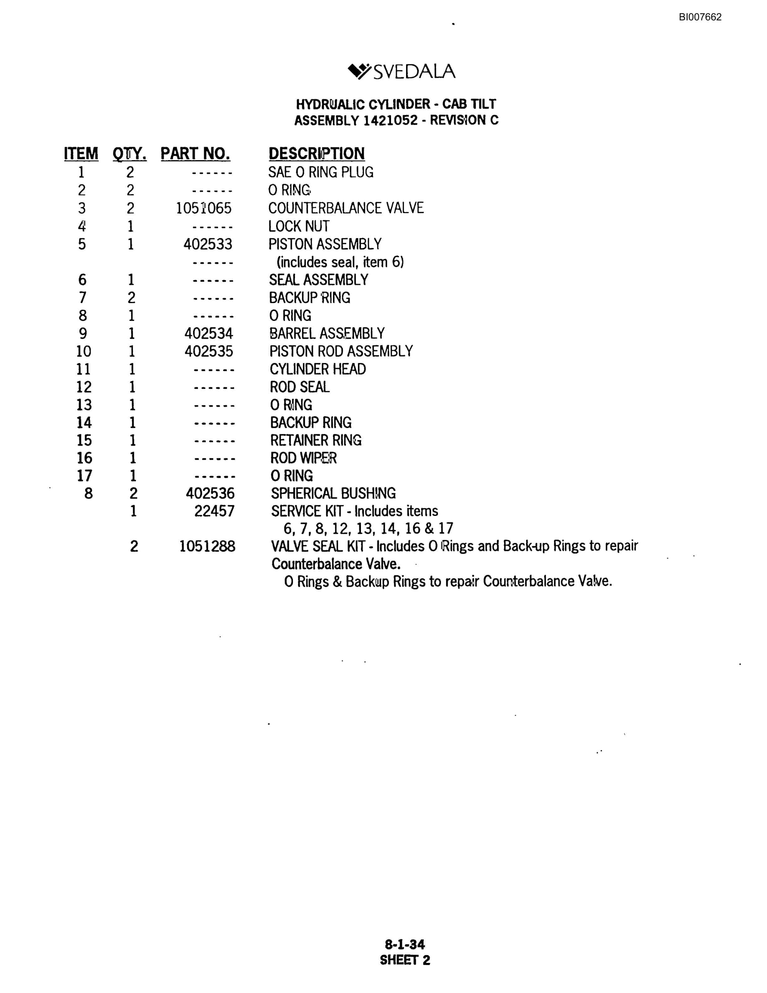 Bucyrus SCH5000 Hydraulic Track Drill Parts Catalog BI007662-4