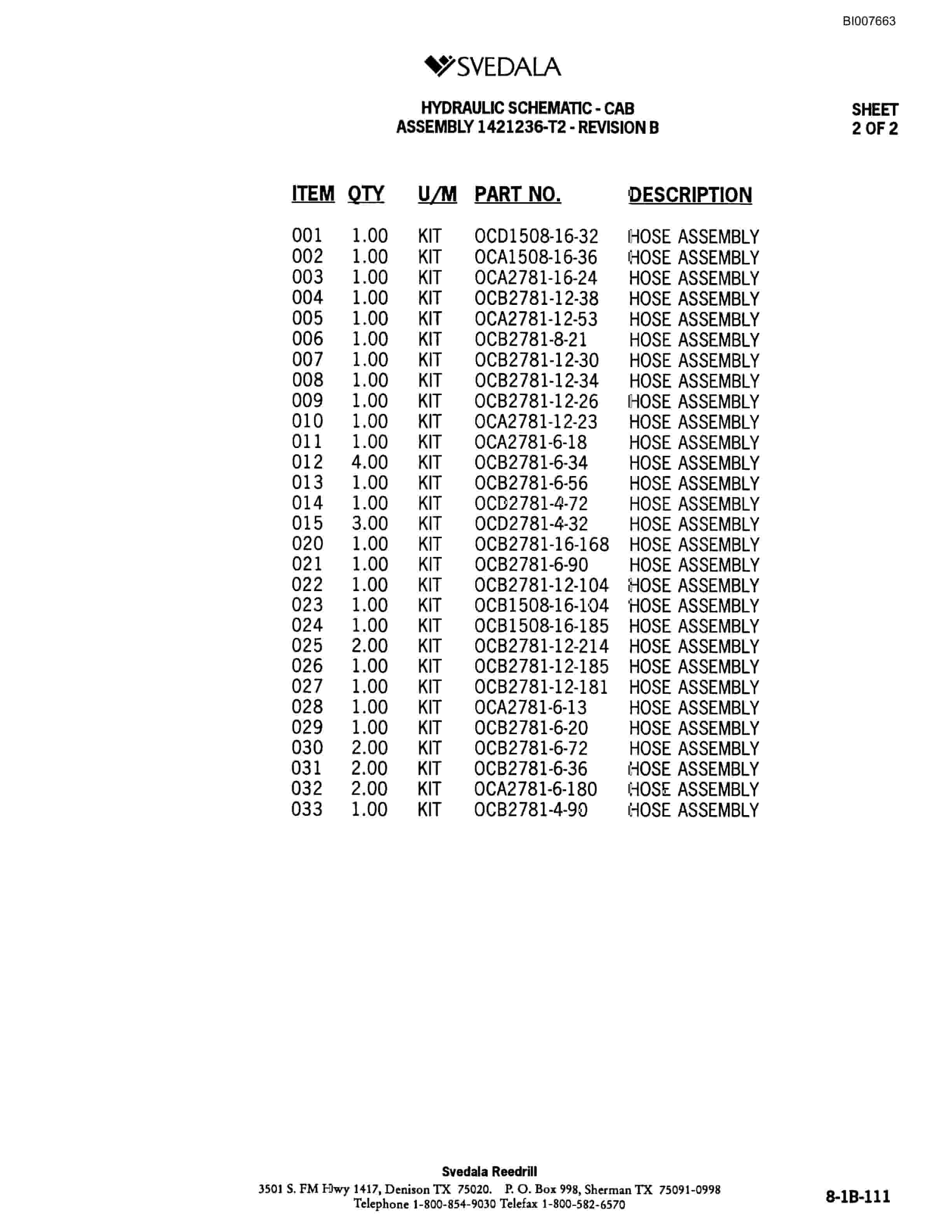 Bucyrus SCH5000 Hydraulic Track Drill Parts Catalog BI007663-5