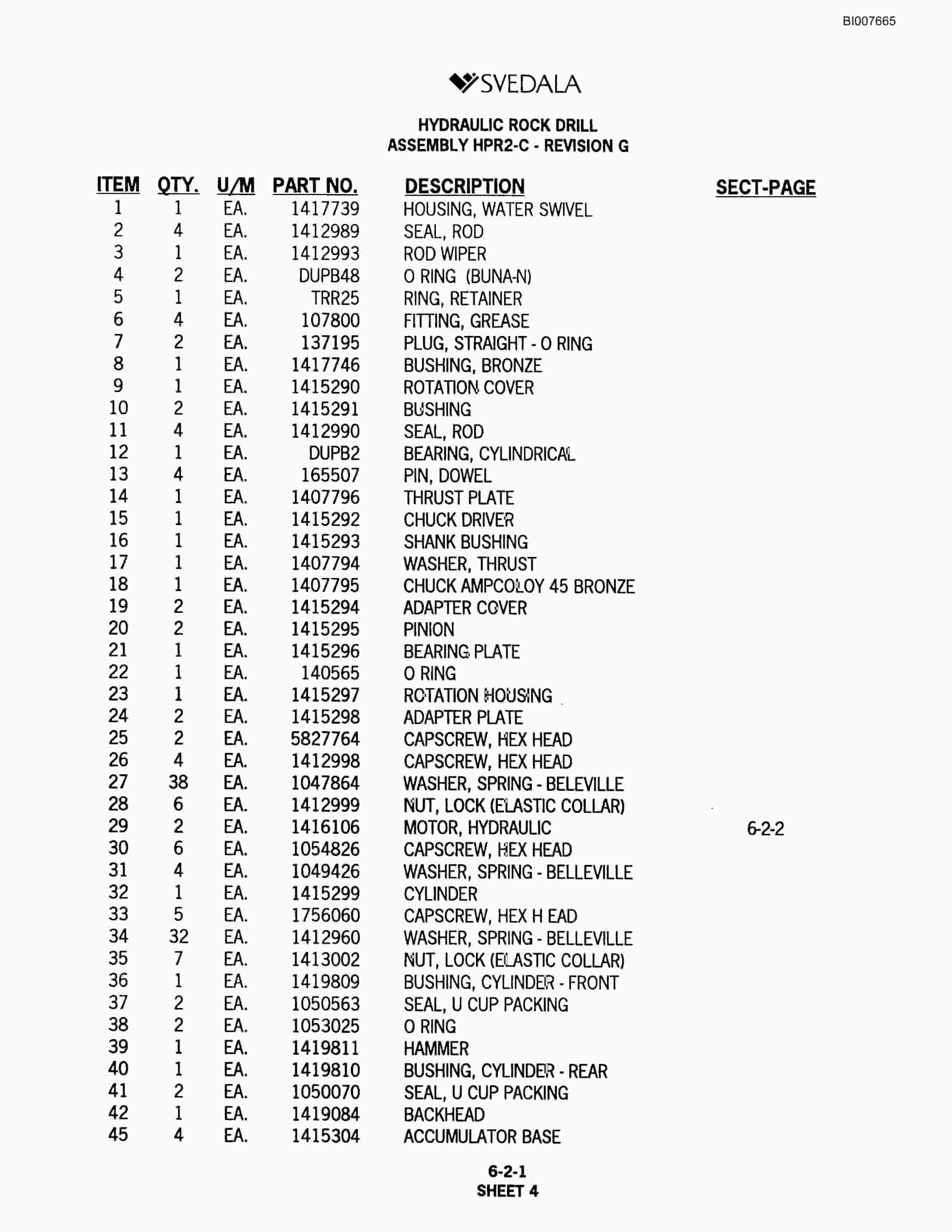 Bucyrus SCH5000 Hydraulic Track Drill Parts Catalog BI007665-2