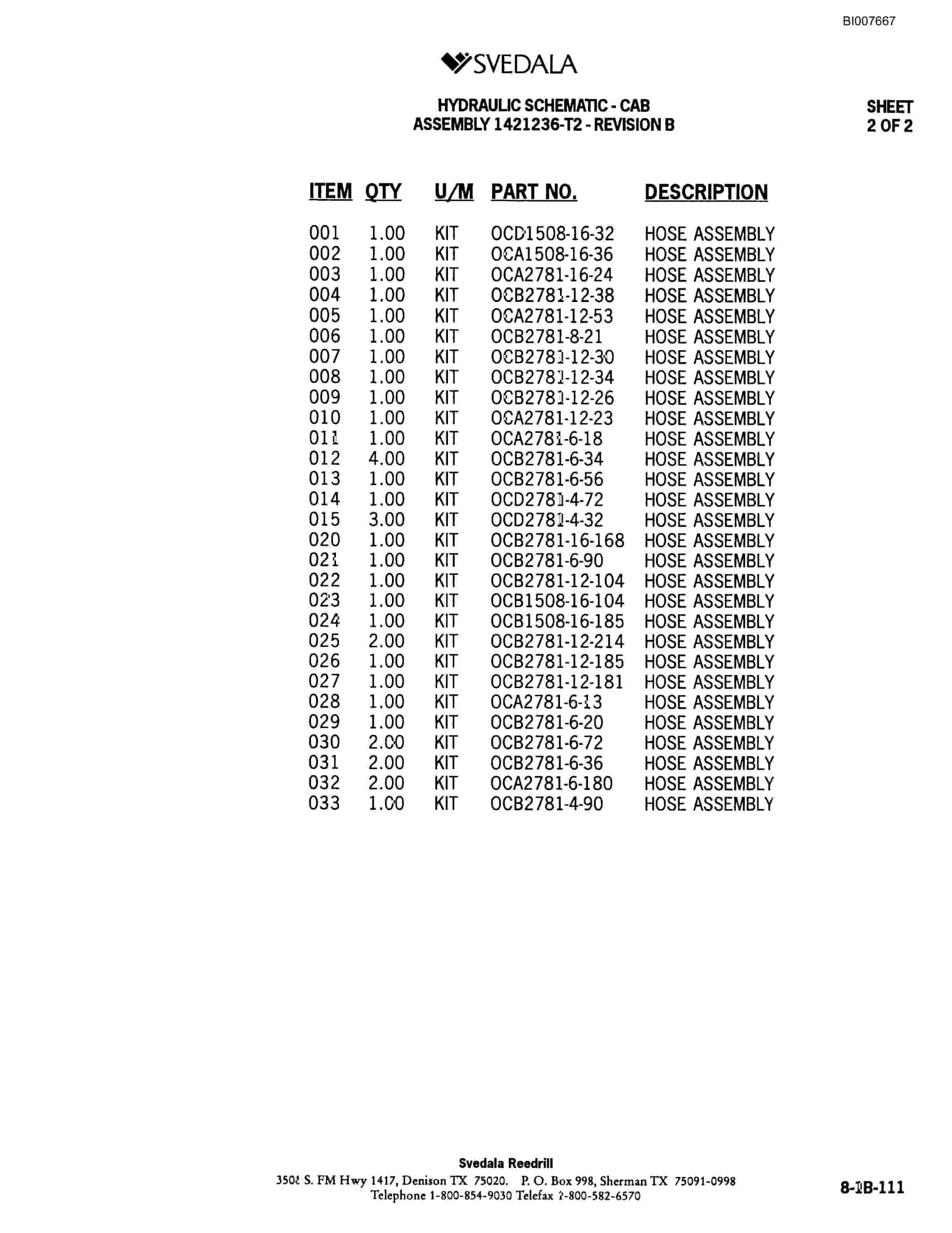 Bucyrus SCH5000 Hydraulic Track Drill Parts Catalog BI007667-5