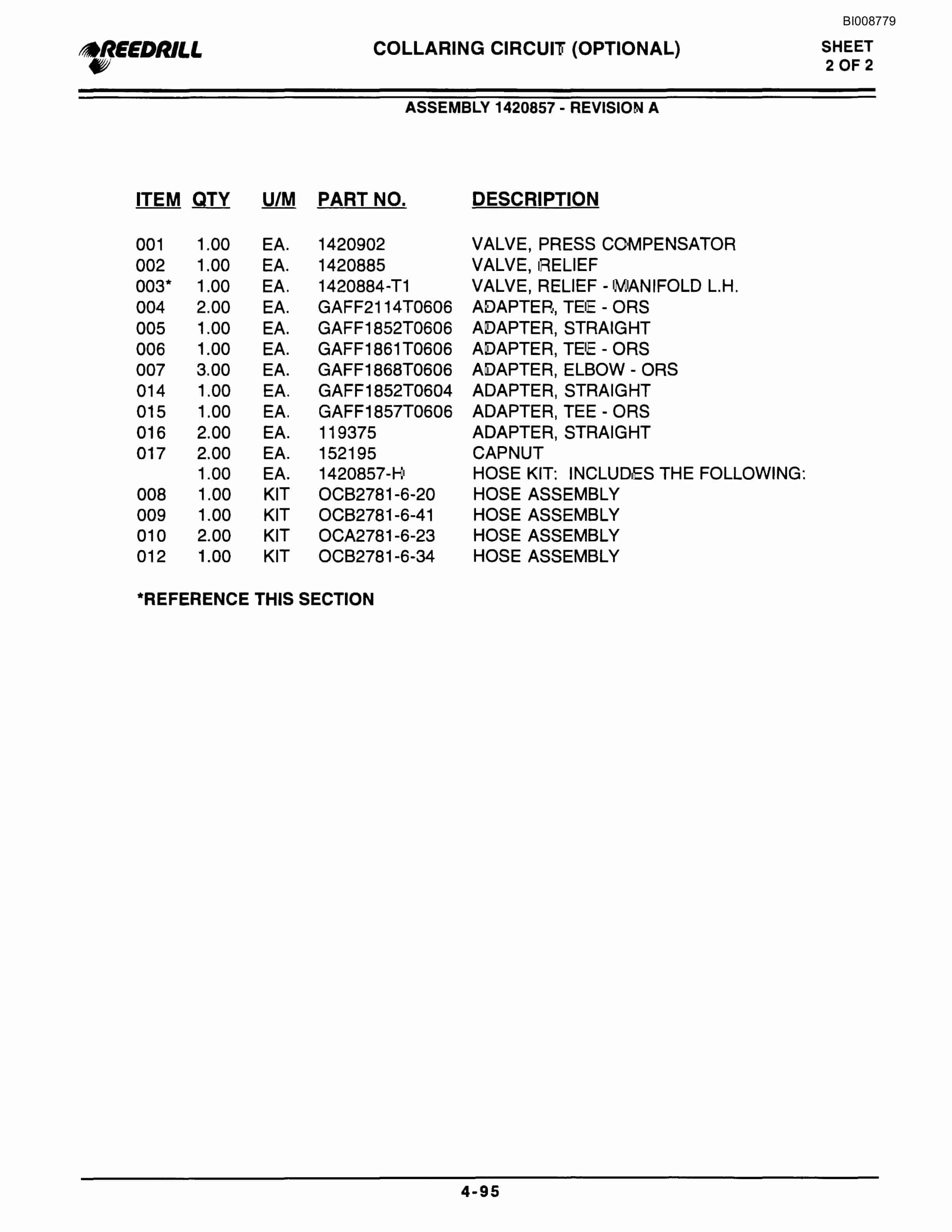 Bucyrus SCH5000 Self Contained Hydraulic Track Drill Parts Catalog BI008779-2