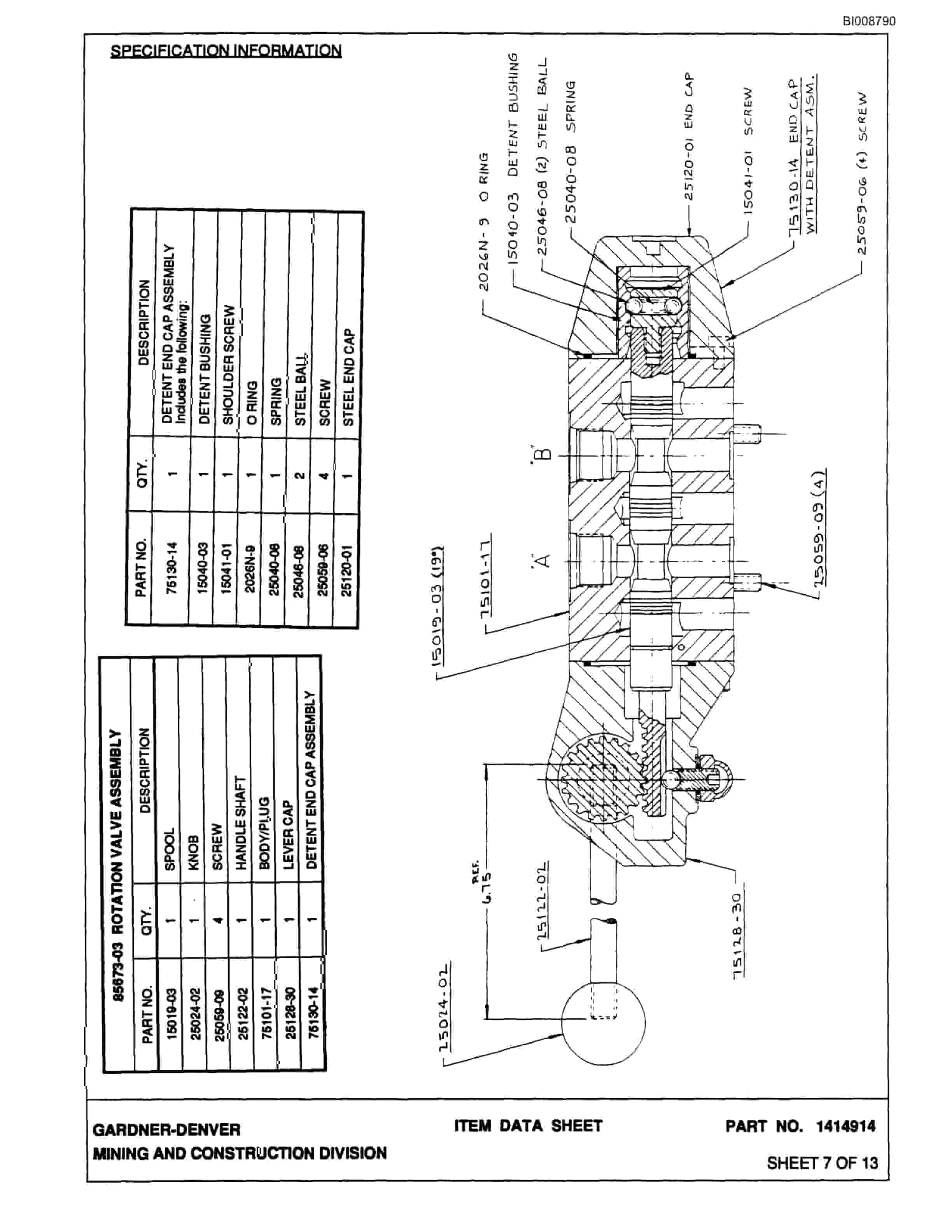 Bucyrus SCH5000 Self Contained Hydraulic Track Drill Parts Catalog BI008790-5