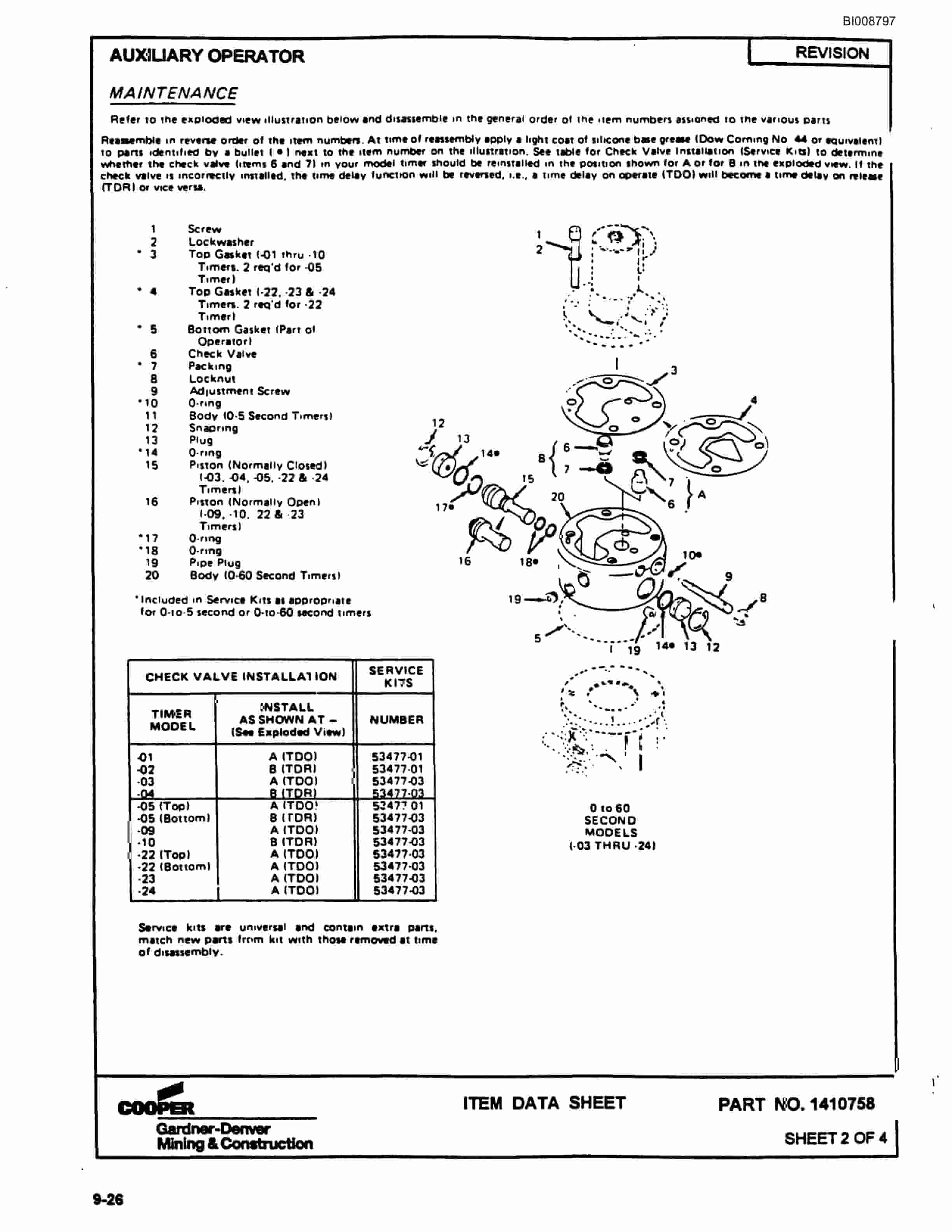 Bucyrus SCH5000 Self Contained Hydraulic Track Drill Parts Catalog BI008797-4