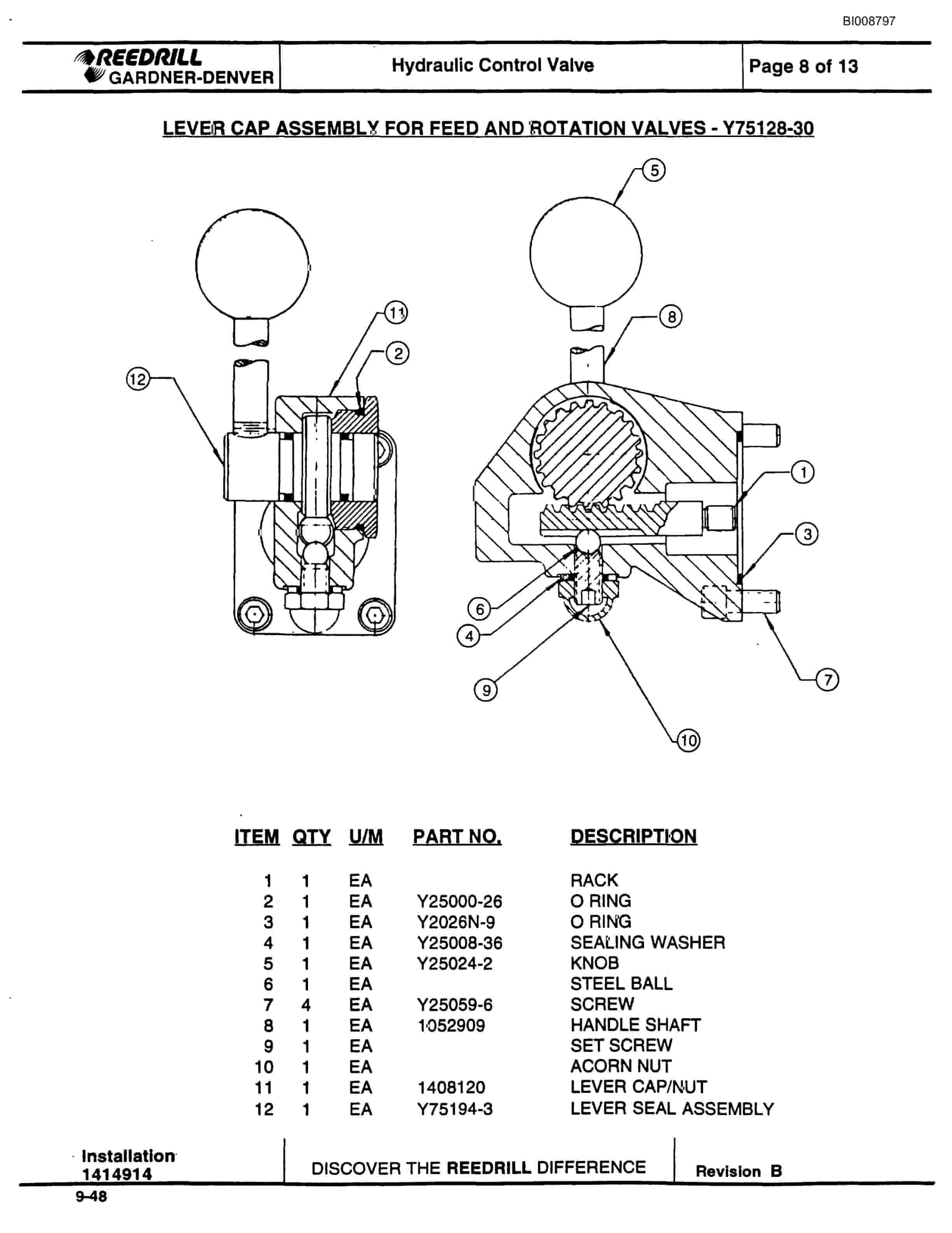 Bucyrus SCH5000 Self Contained Hydraulic Track Drill Parts Catalog BI008797-5