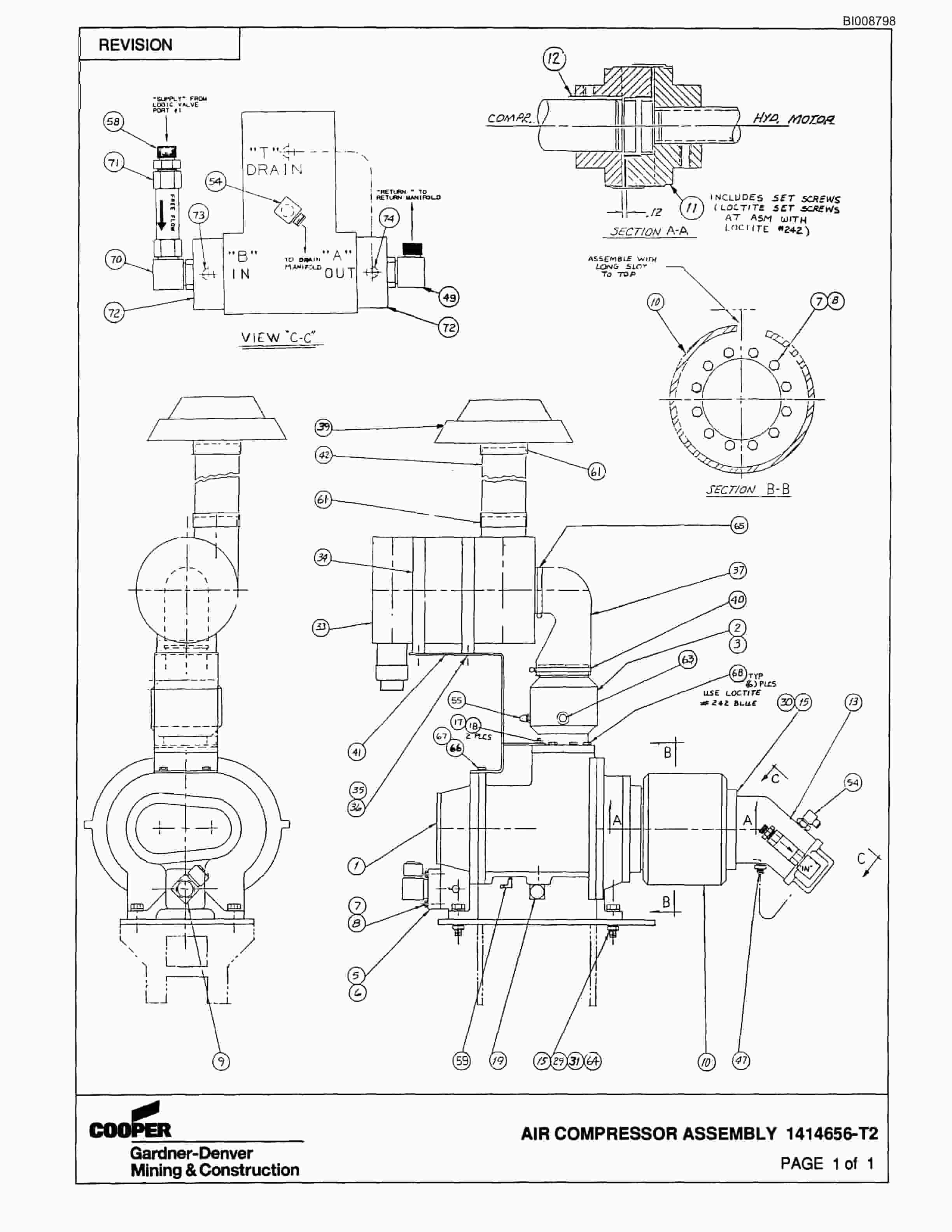 Bucyrus SCH5000 Self Contained Hydraulic Track Drill Parts Catalog BI008798-2