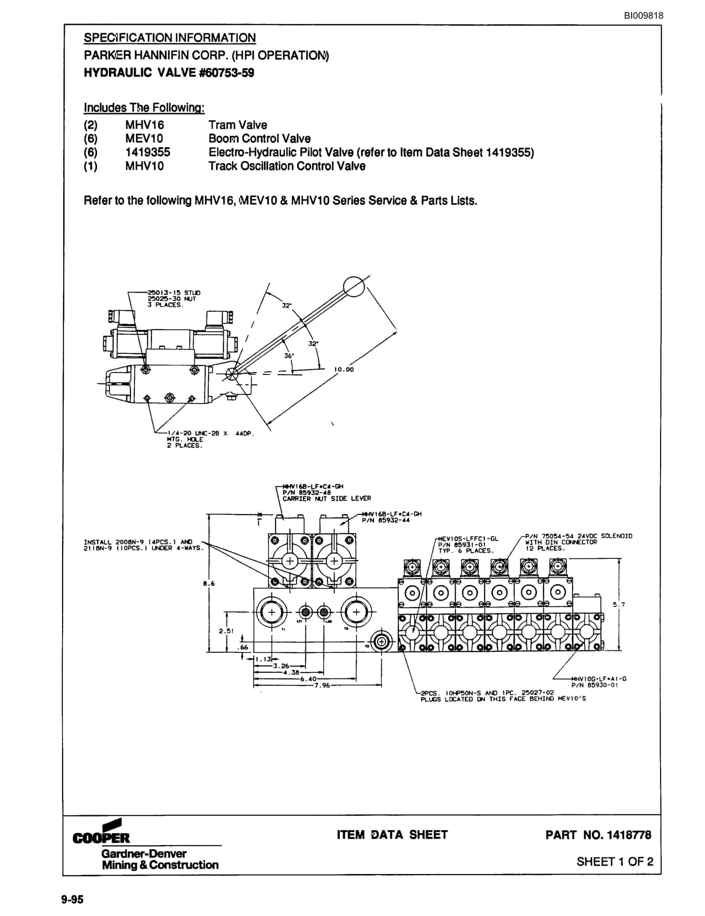 Bucyrus SCH5000 Self Contained Hydraulic Track Drill Parts Catalog BI009818-5