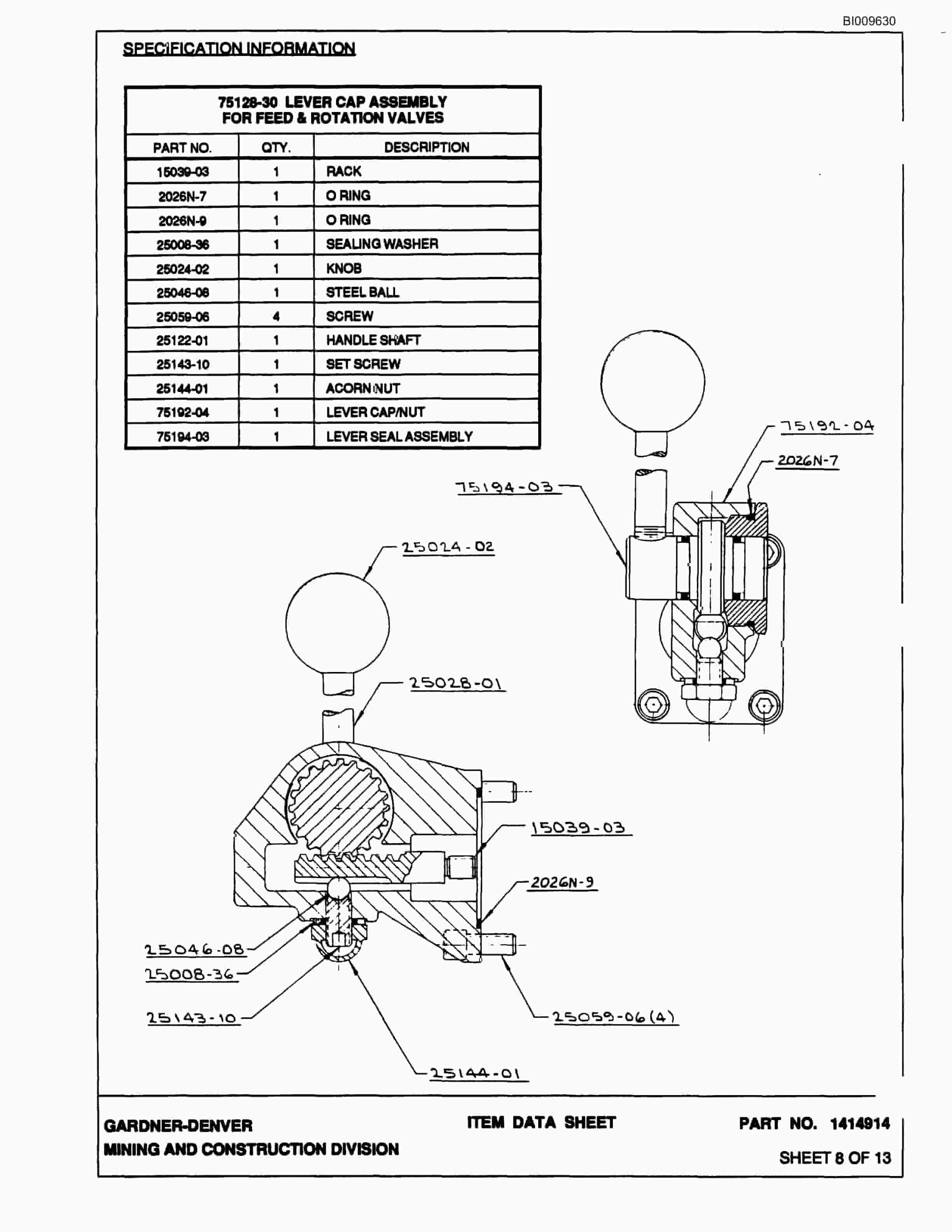 Bucyrus SCH50000 Self Contained Hydraulic Track Drill Parts Catalog BI009630-5