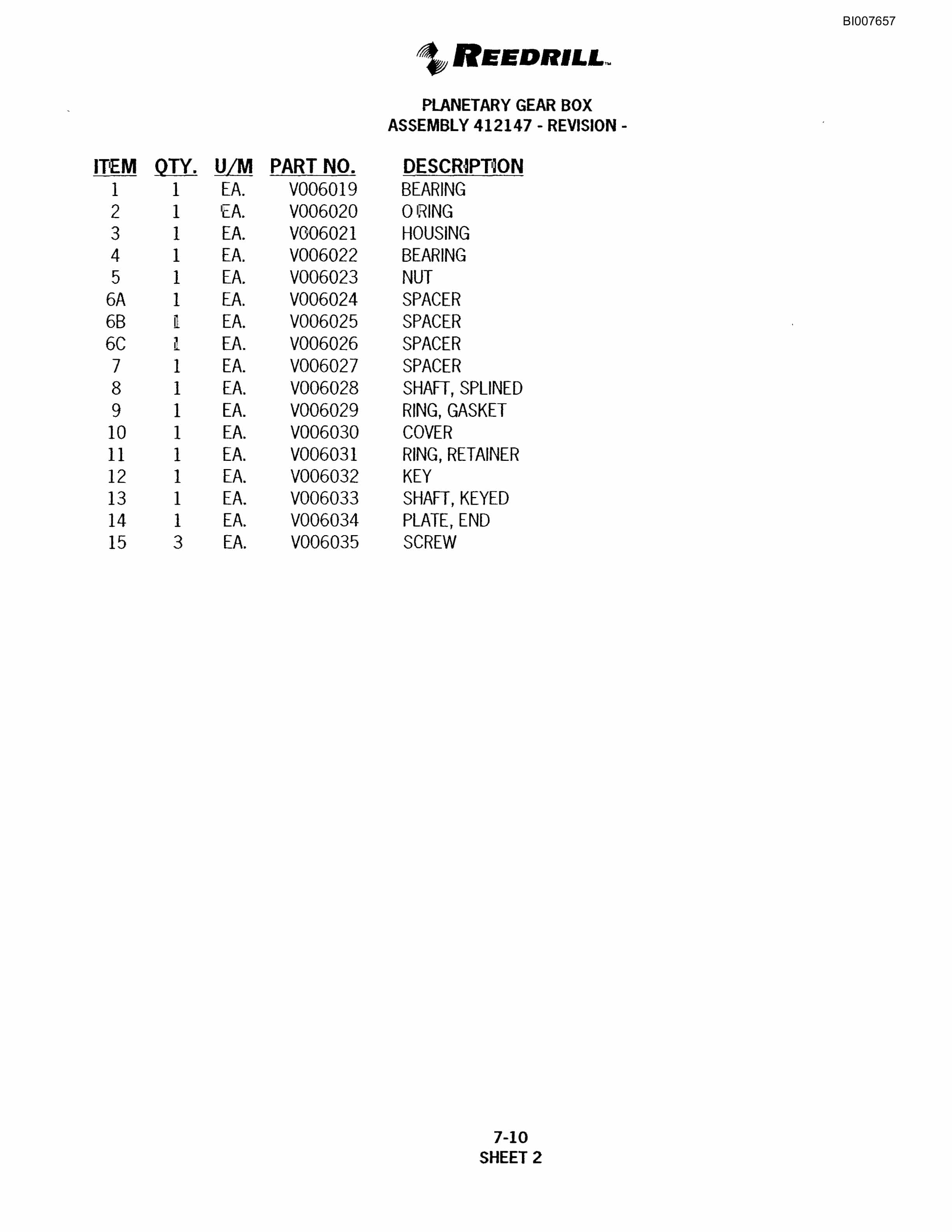 Bucyrus SCH5000C Self-Contained Hydraulic Track Drill Parts Catalog BI007657-3