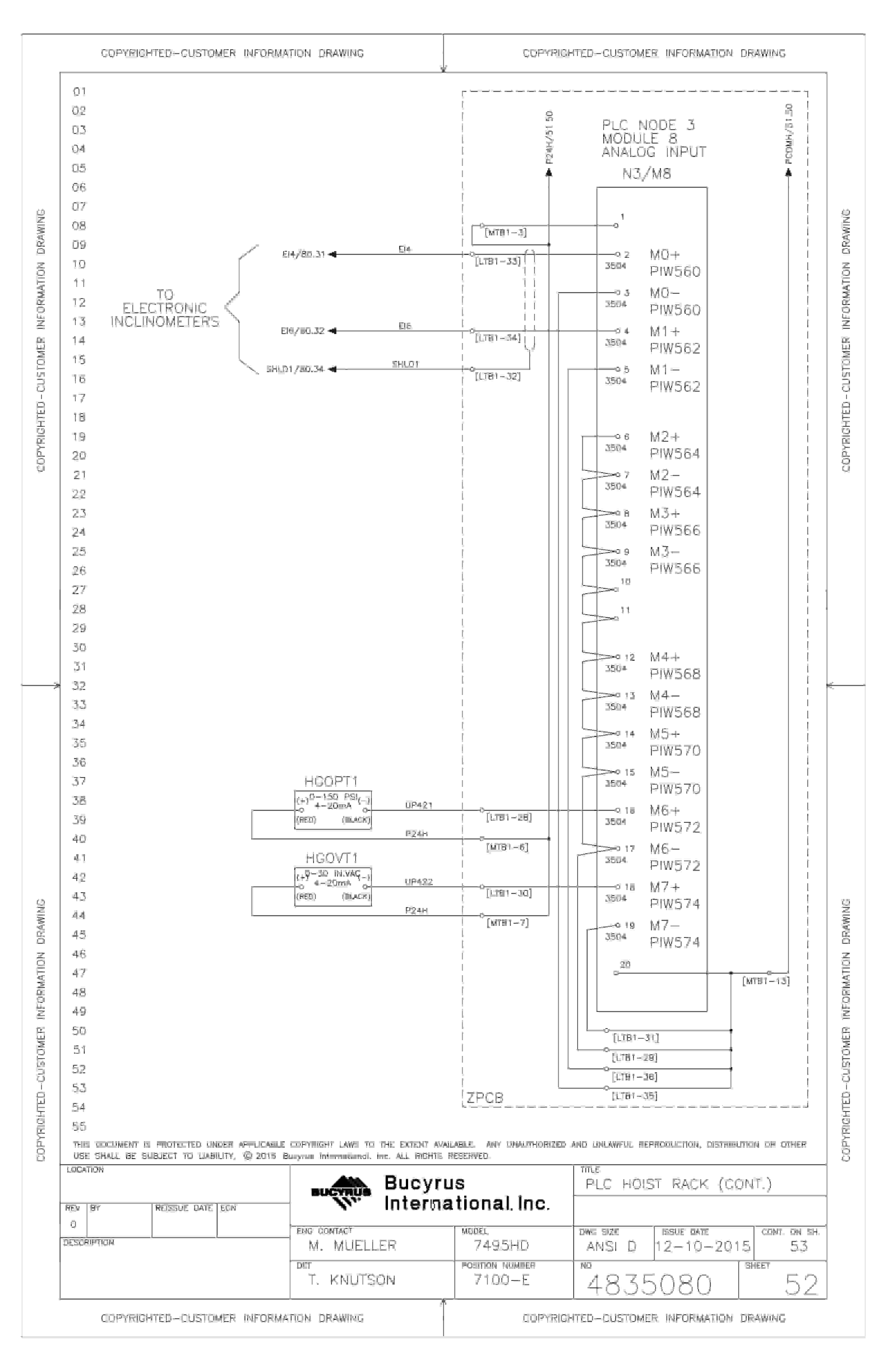 Bucyrus SECL 7495HD Electrical Schematic 4835080-2