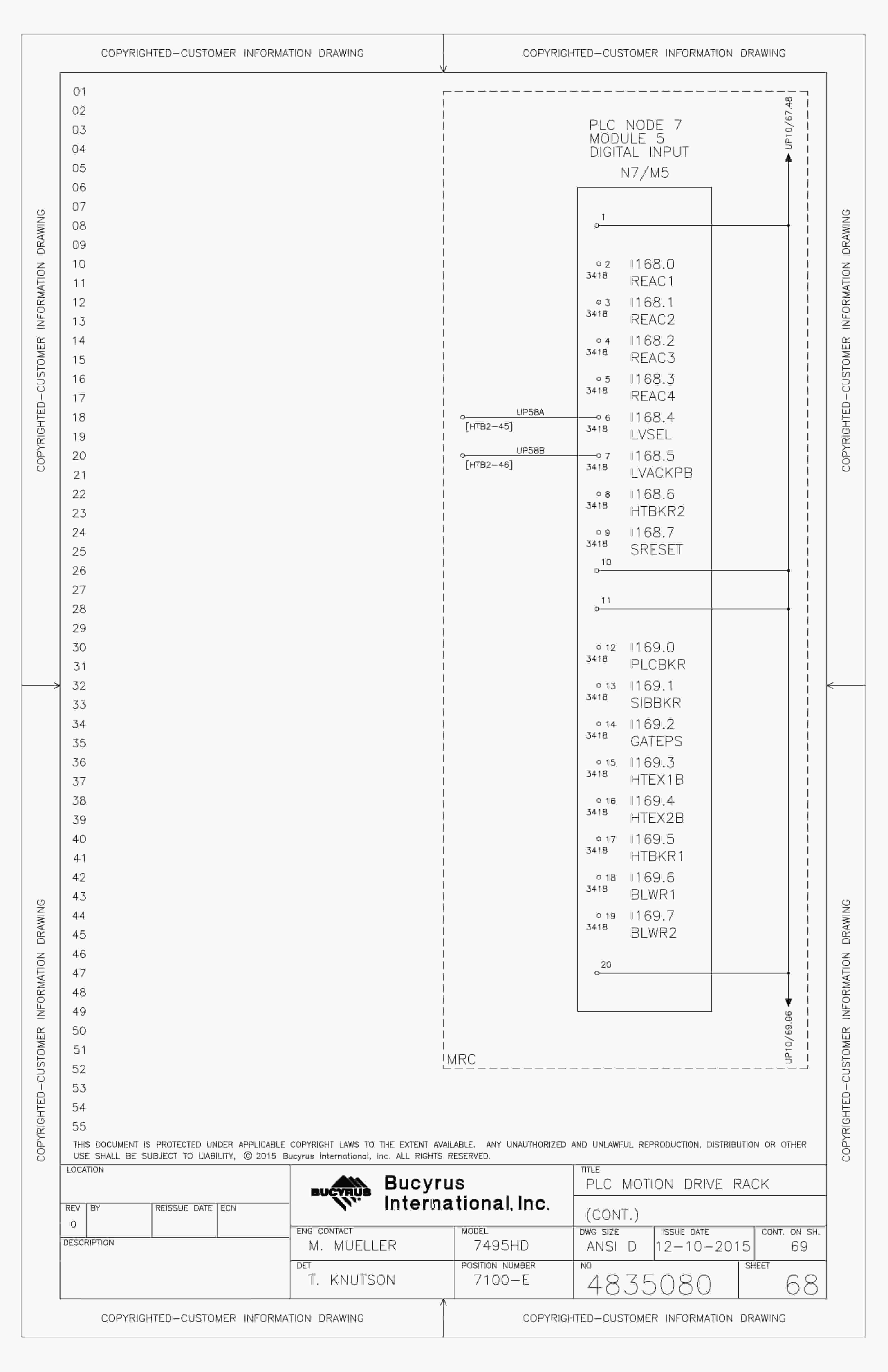 Bucyrus SECL 7495HD Electrical Schematic 4835080-3