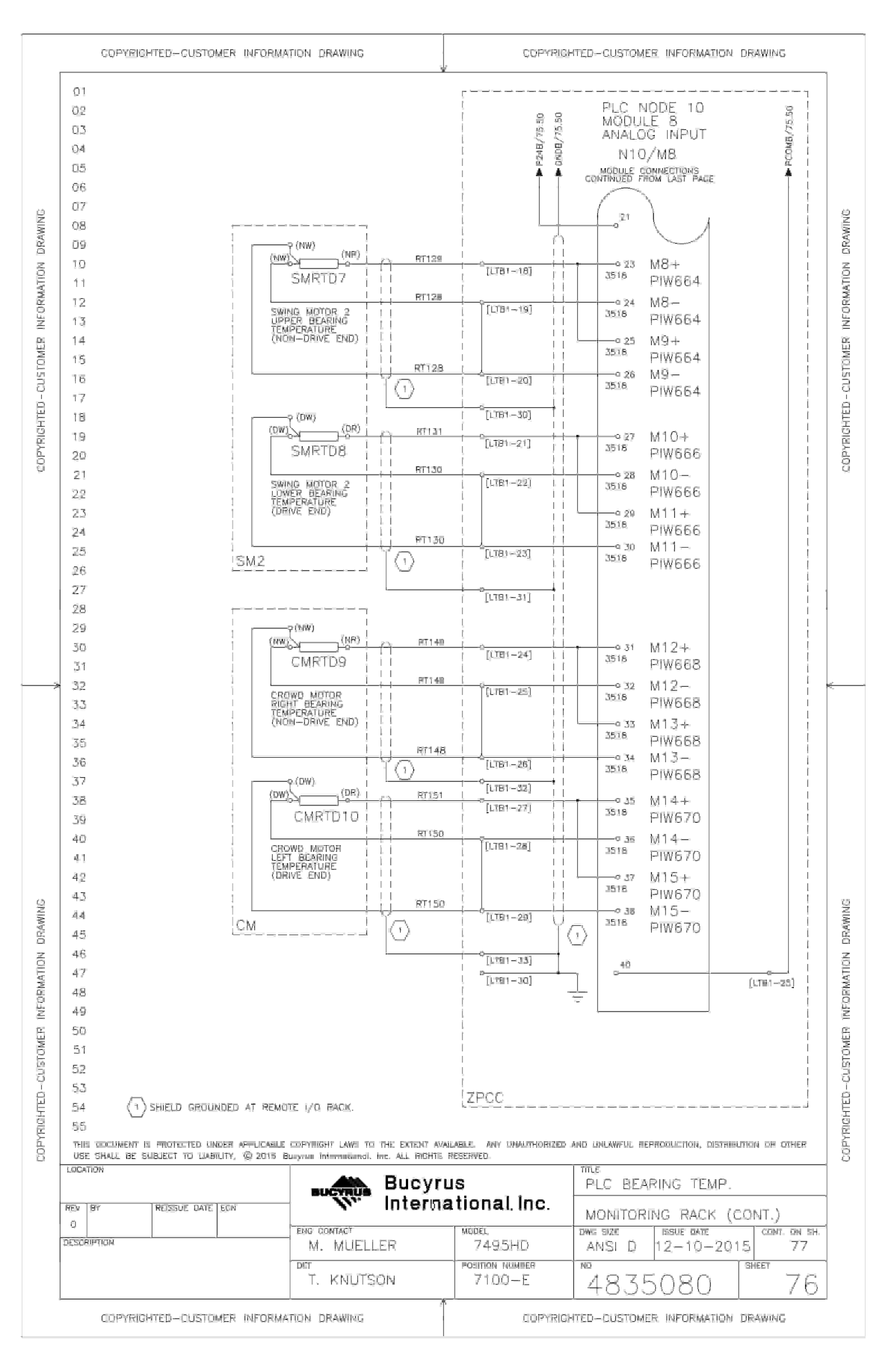 Bucyrus SECL 7495HD Electrical Schematic 4835080-4
