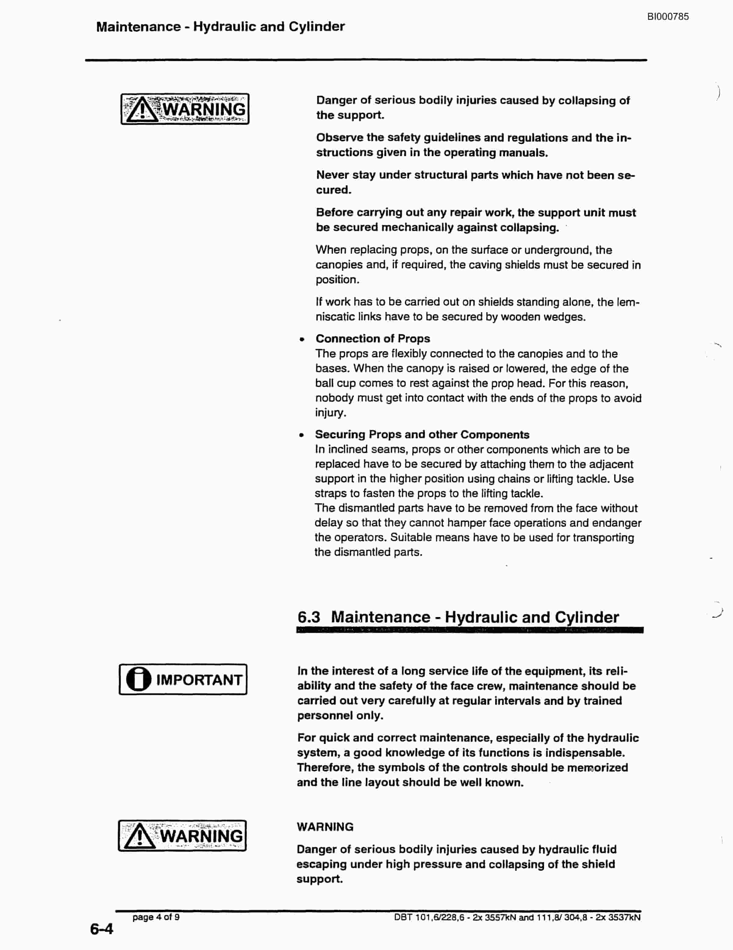 Bucyrus Shield Support Technical Manual BI000785-5