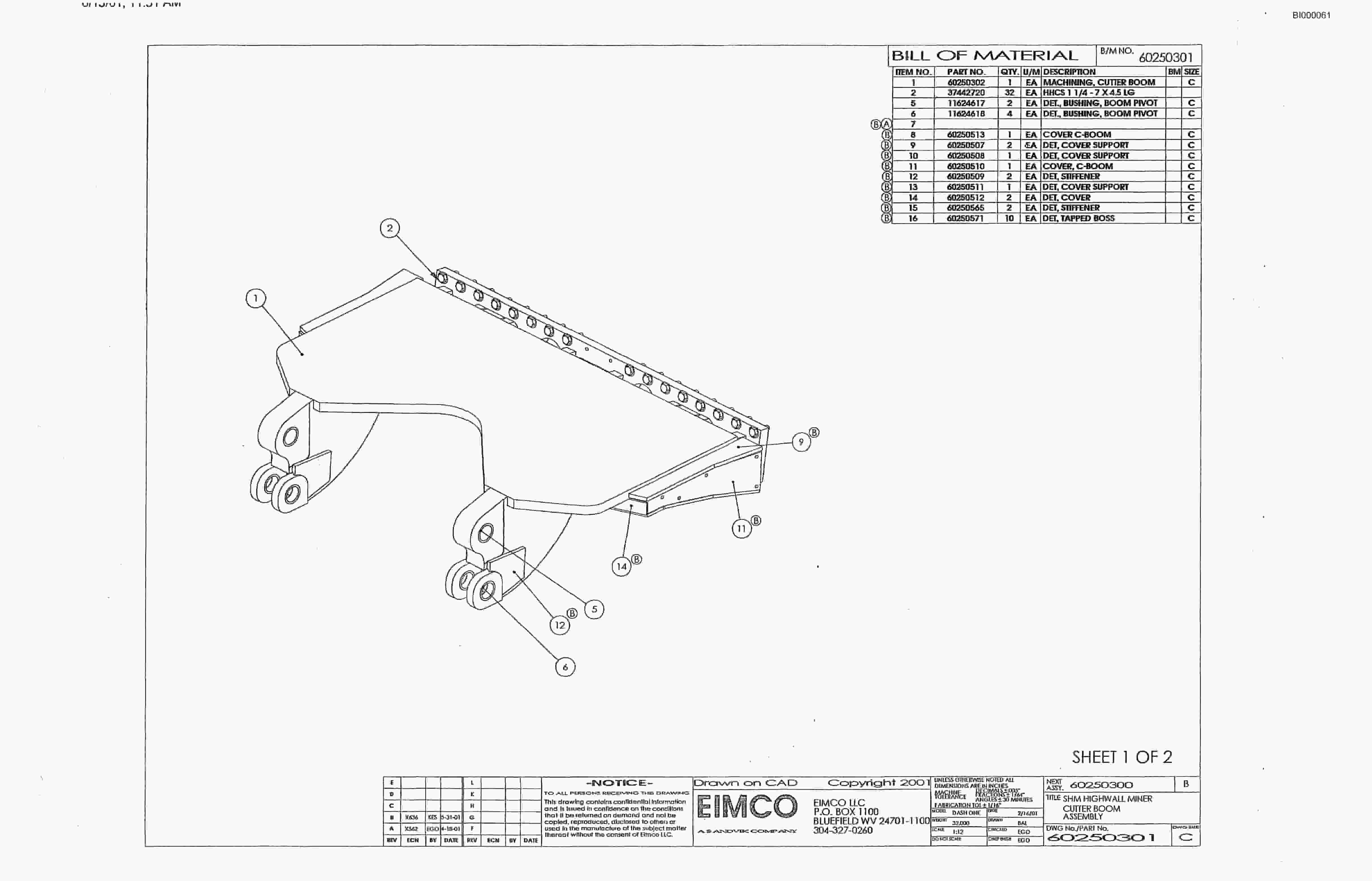 Bucyrus SHM Dash One Parts Catalog BI000061-3
