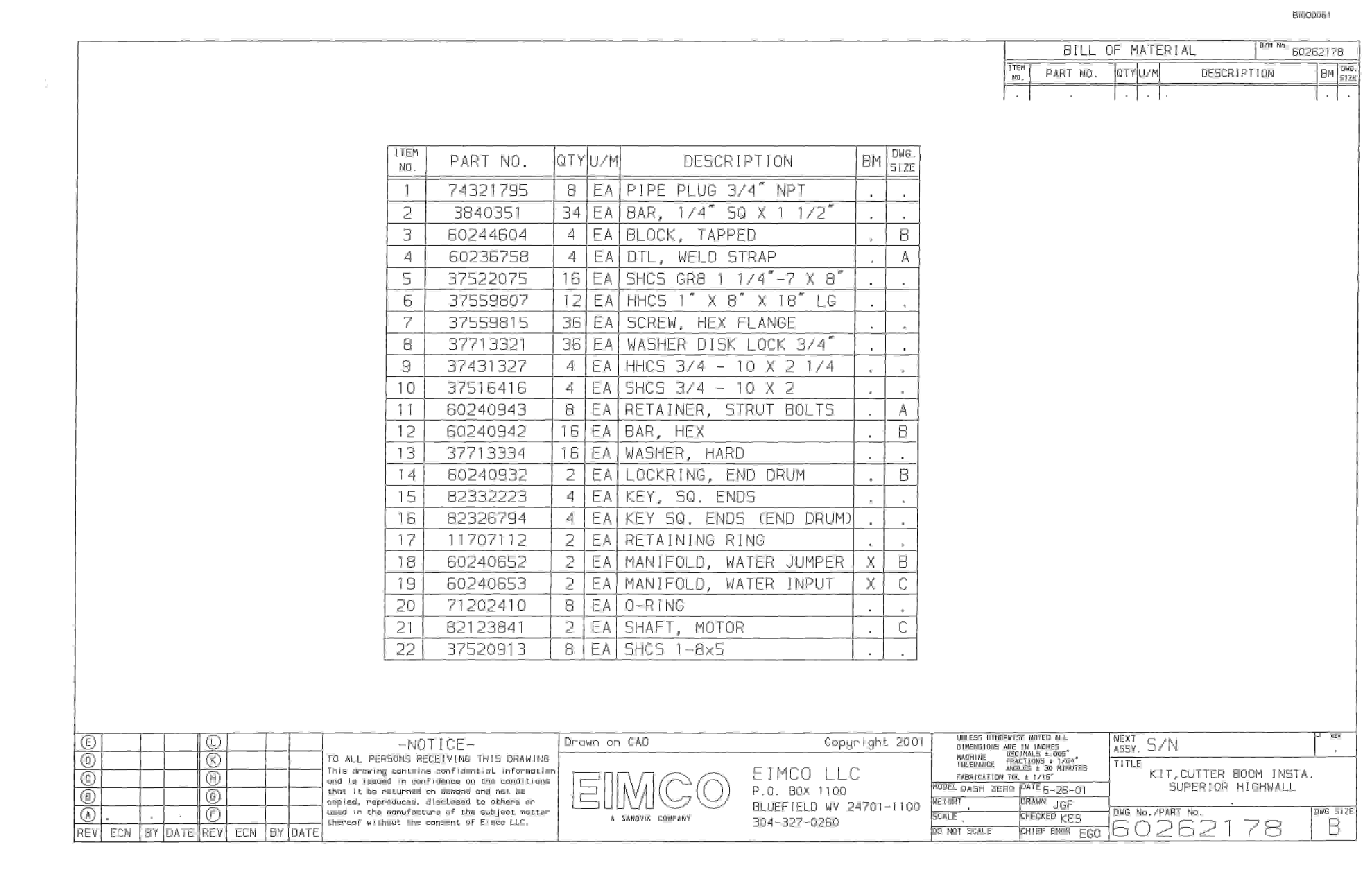 Bucyrus SHM Dash One Parts Catalog BI000061-4