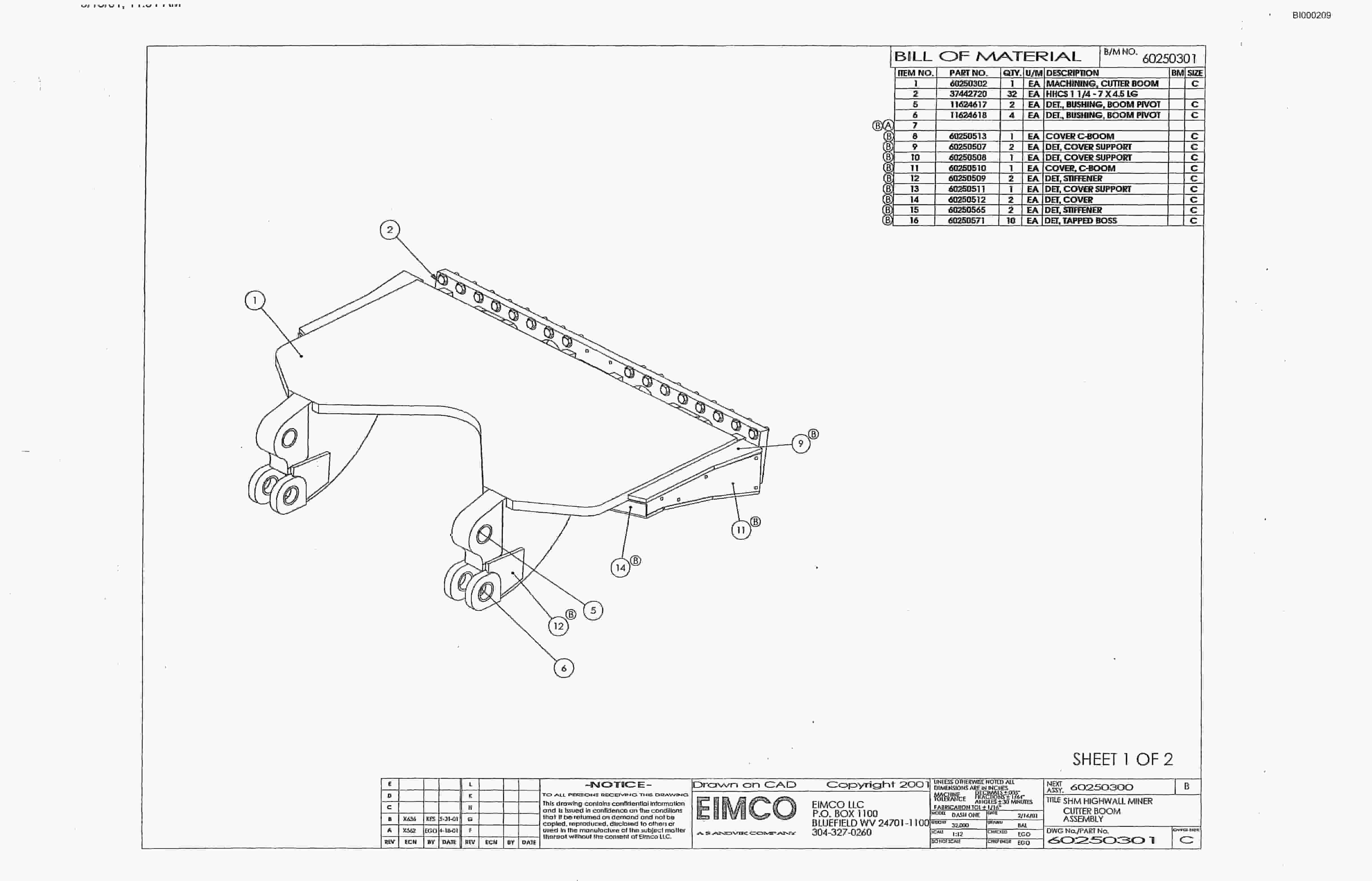 Bucyrus SHM Dash One Parts Catalog BI000209-3