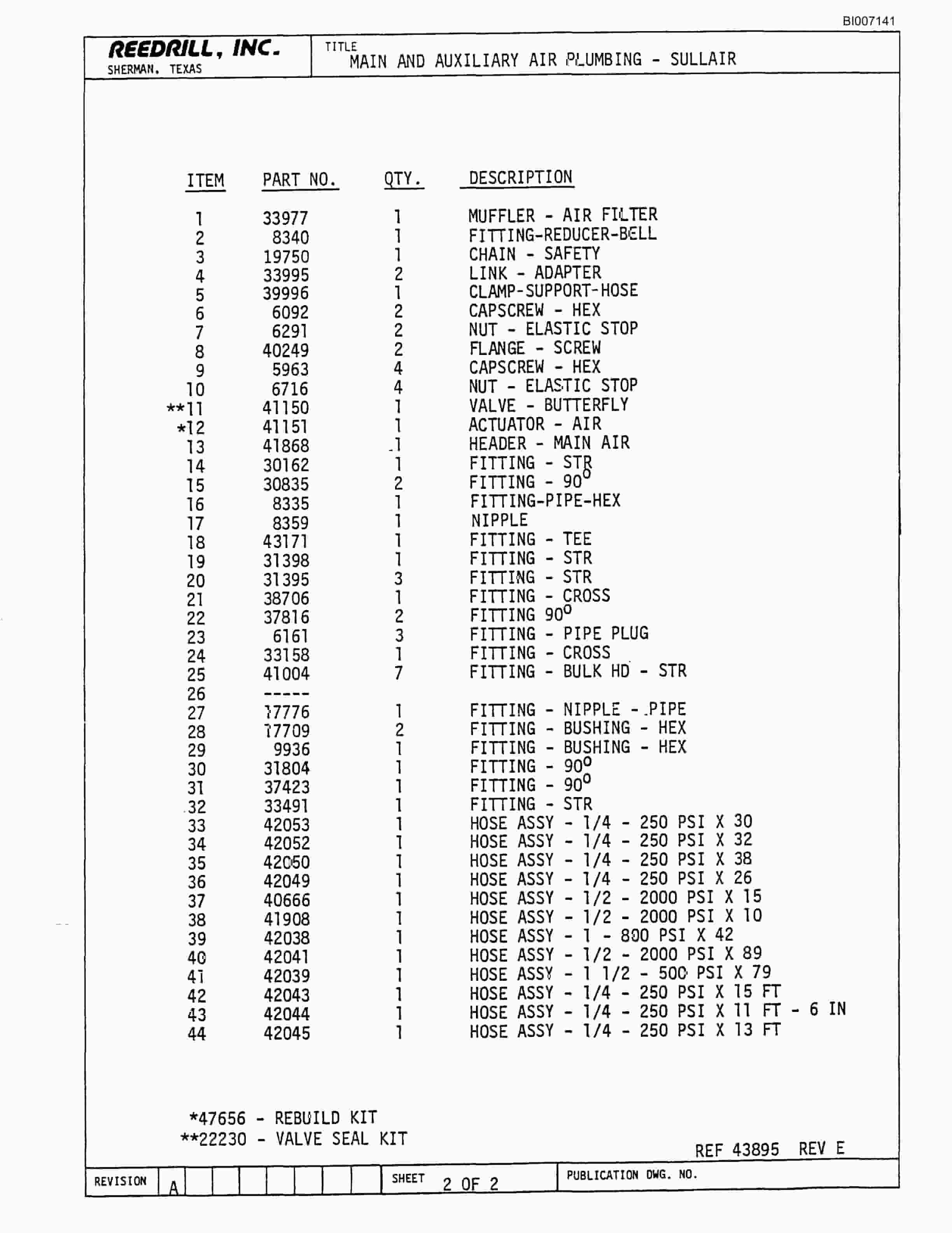 Bucyrus SK-25 Parts Catalog BI007141-2