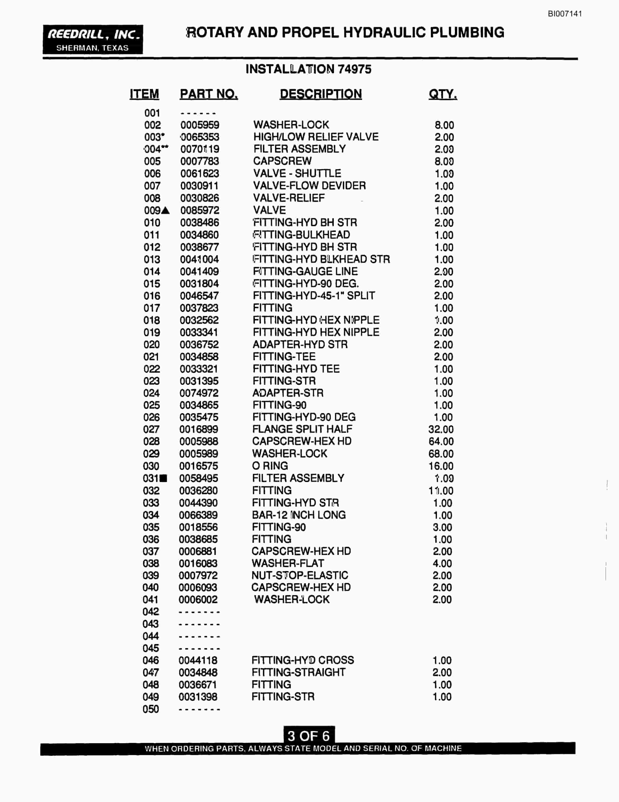 Bucyrus SK-25 Parts Catalog BI007141-5