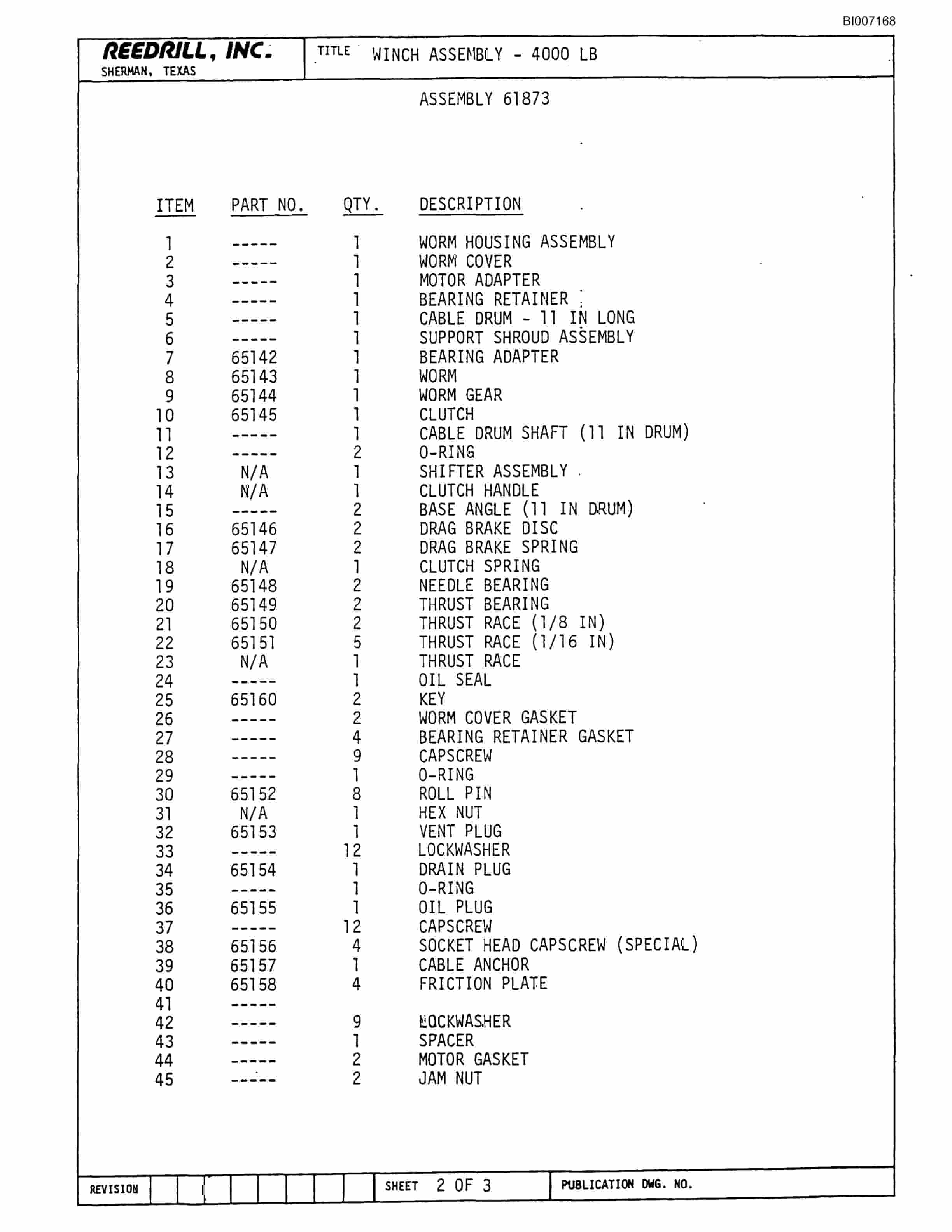 Bucyrus SK-25 Parts Catalog BI007168-3