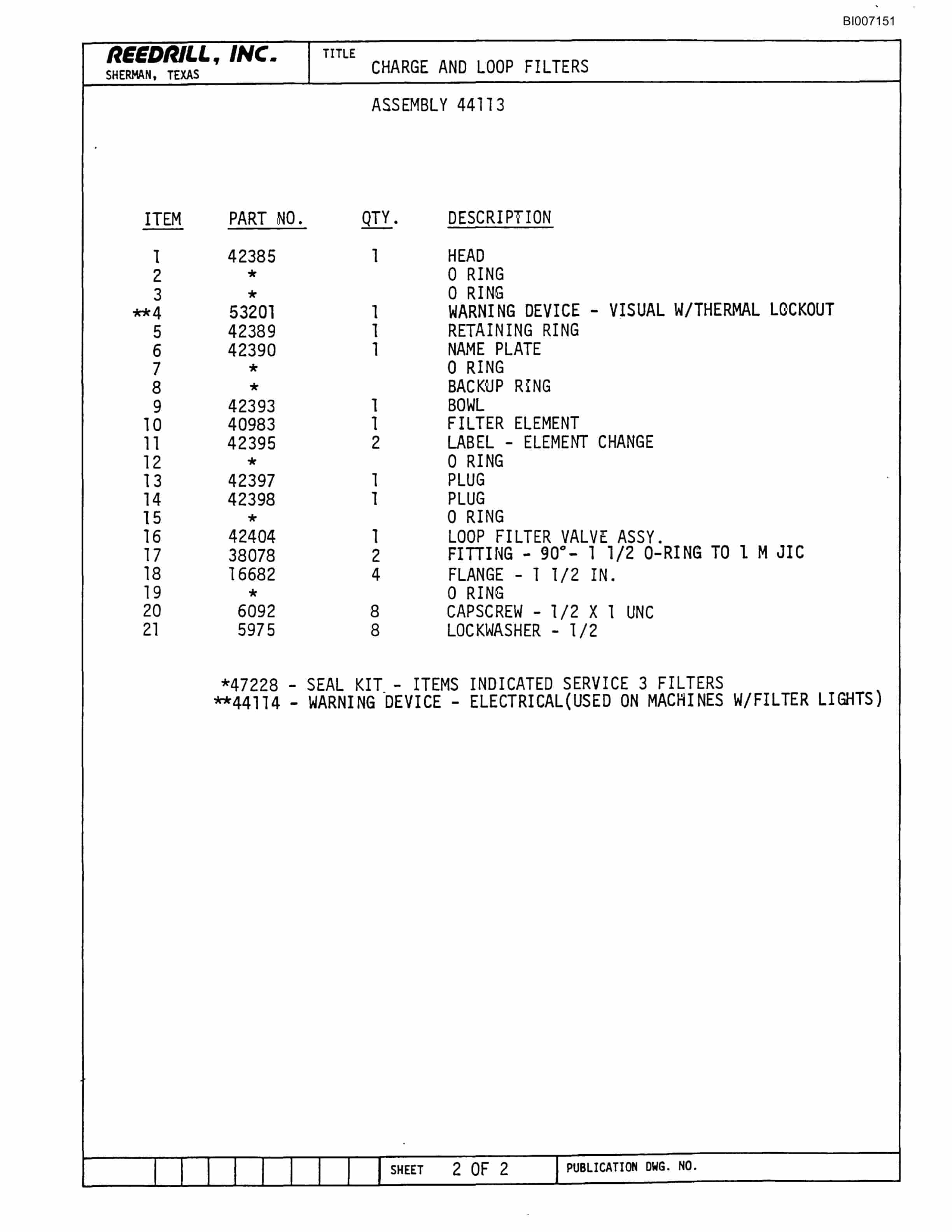 Bucyrus SK-25 Rotary Blasthole Drill Parts Catalog BI007151-5