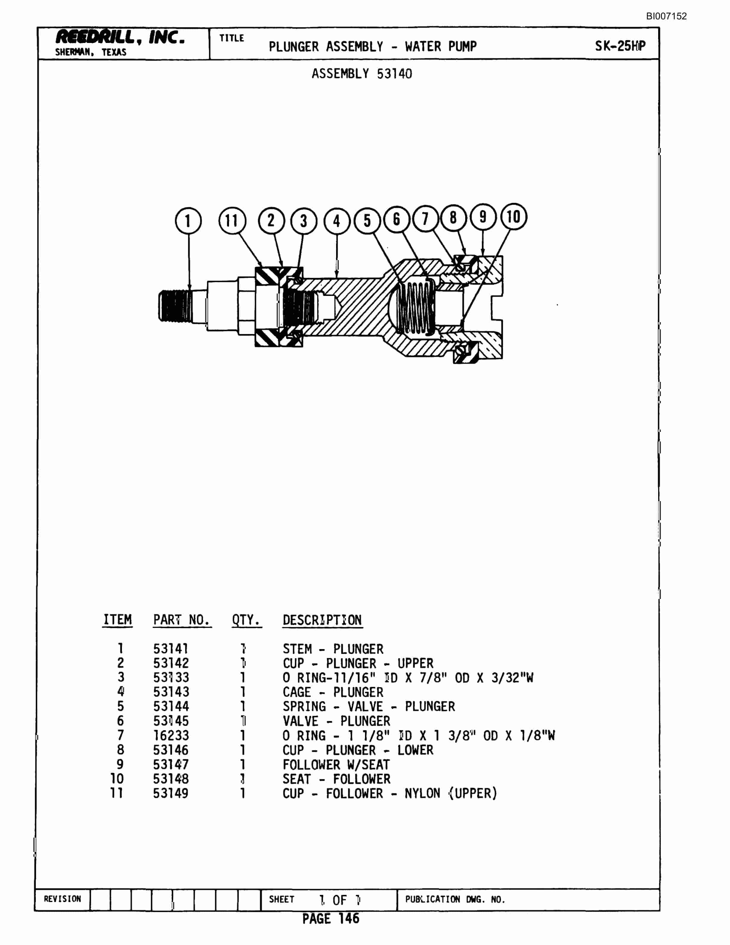 Bucyrus SK-25HP Parts Catalog BI007152-2
