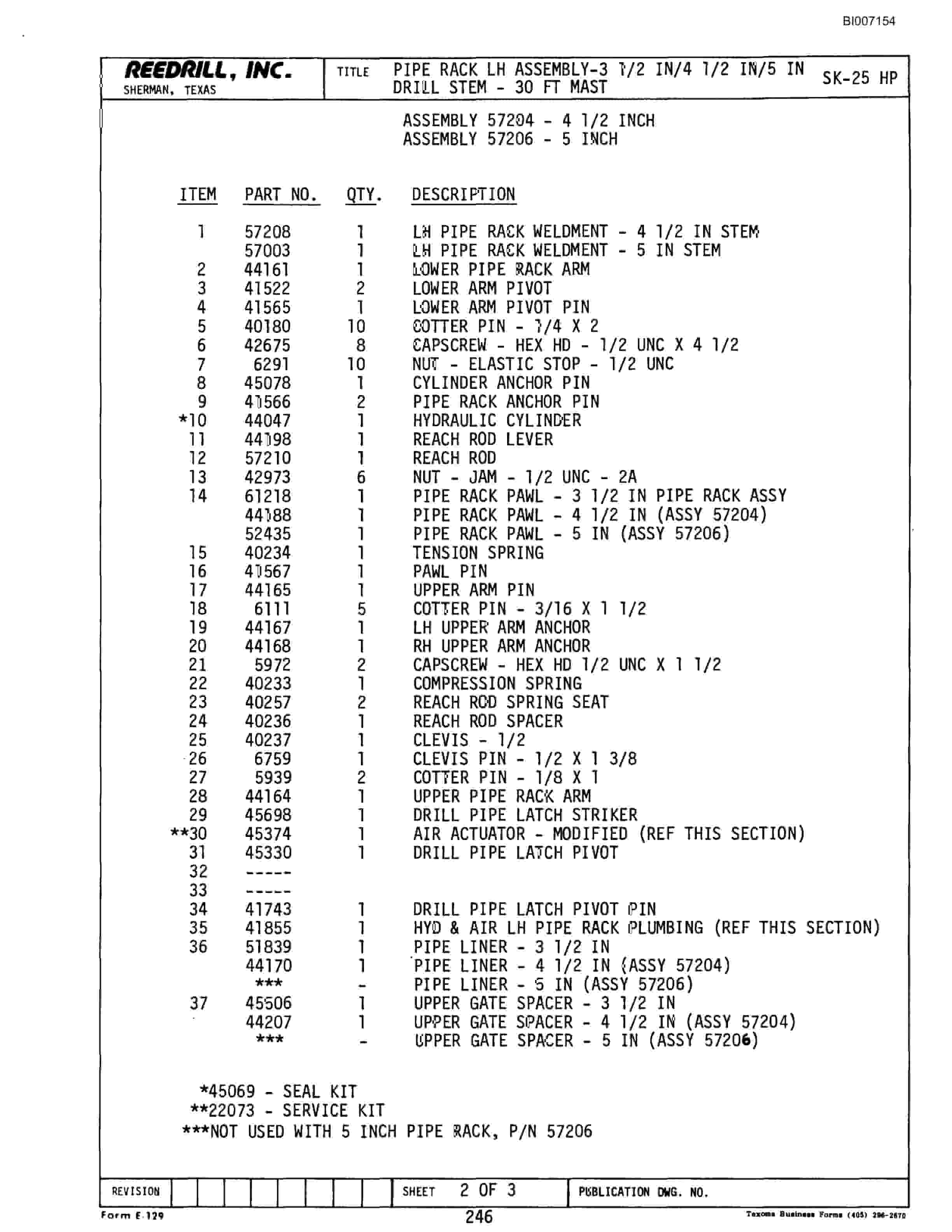 Bucyrus SK-25HP Parts Catalog BI007154-5