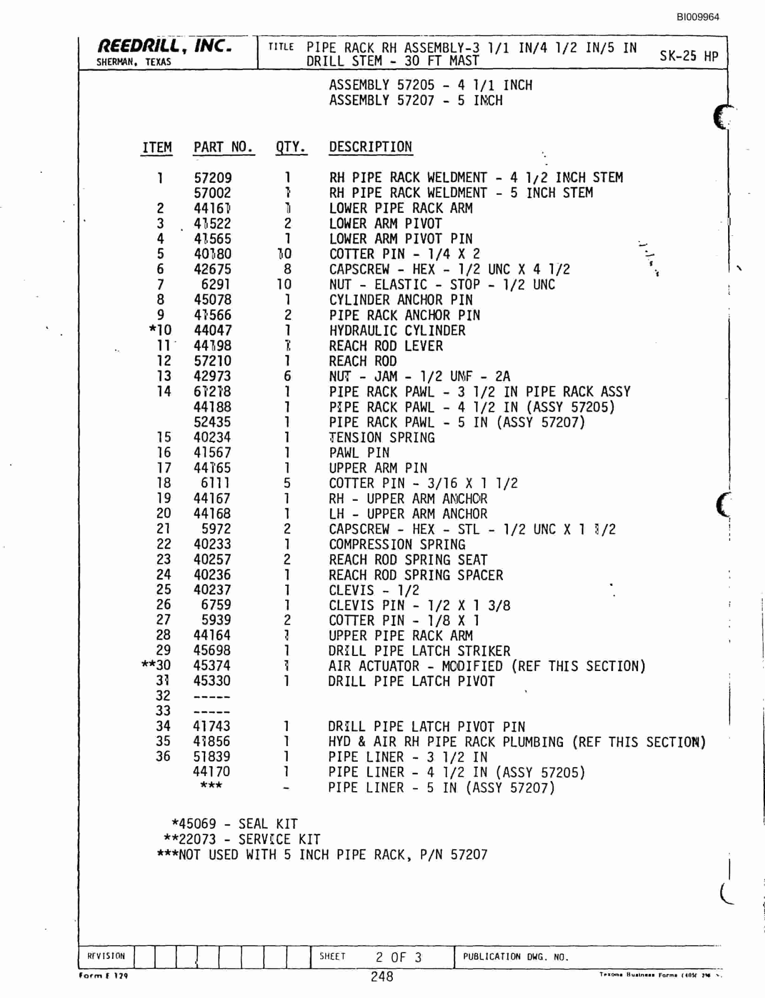 Bucyrus SK-25HP Parts Catalog BI009964-5
