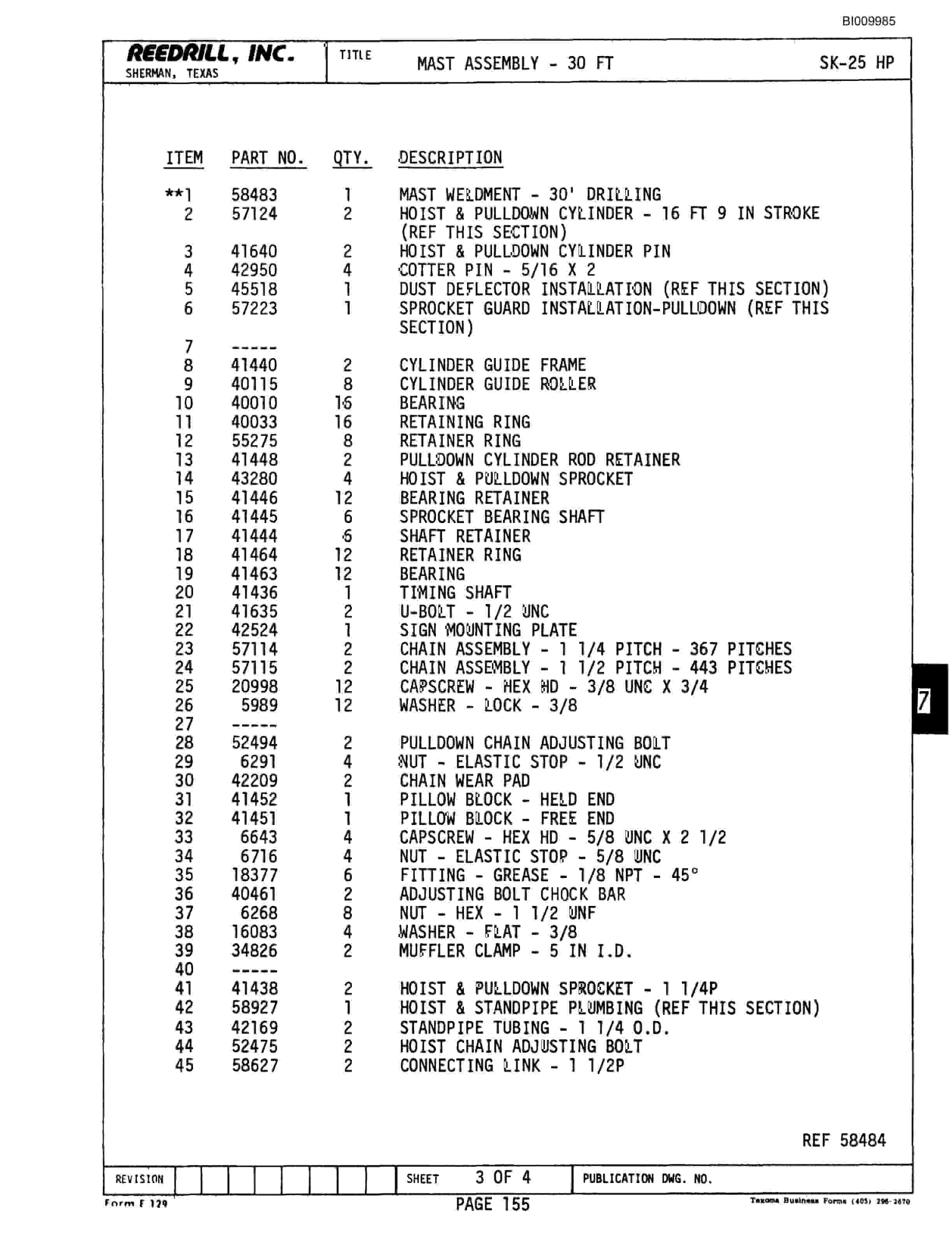 Bucyrus SK-25HP Parts Catalog BI009985-2