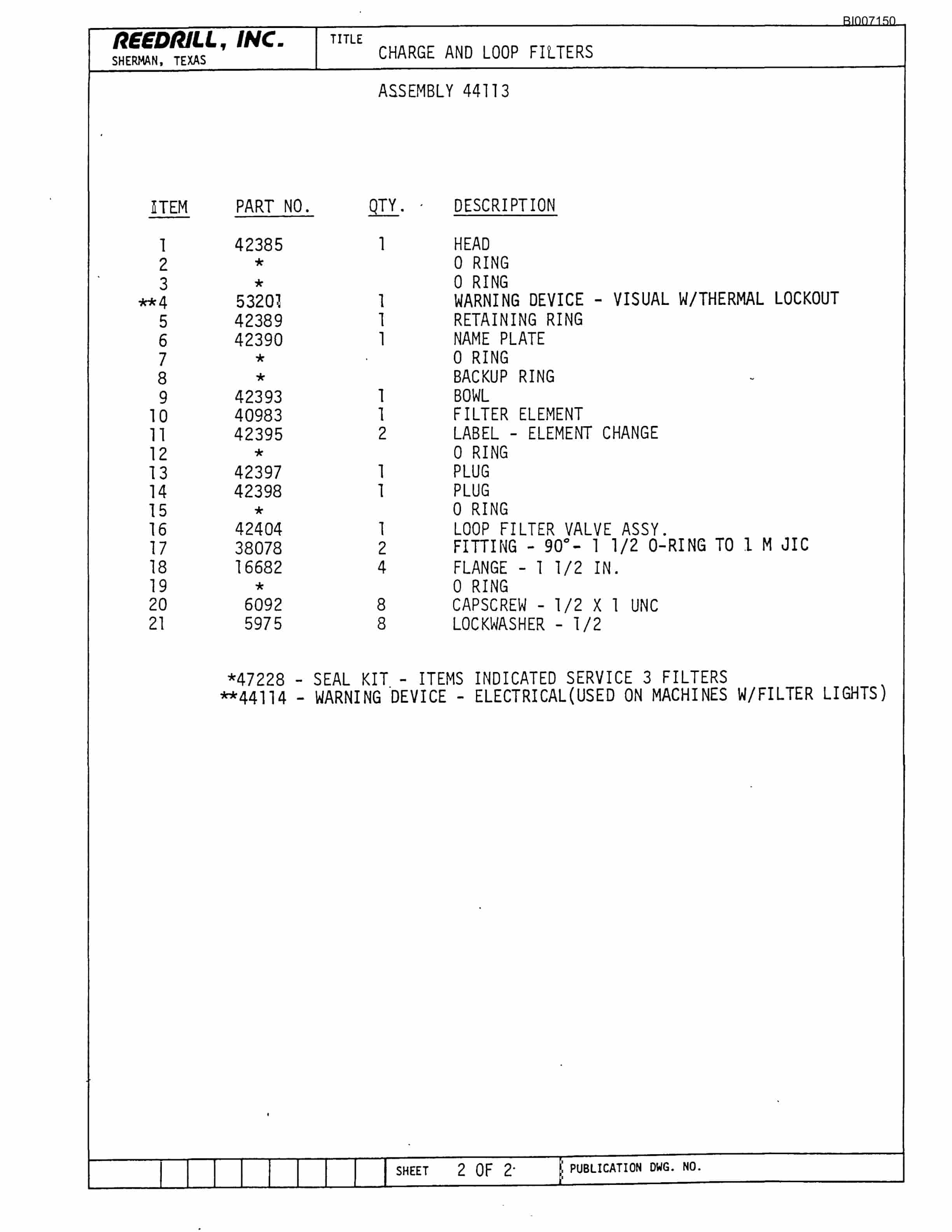 Bucyrus SK-25HR Parts Catalog BI007150-5