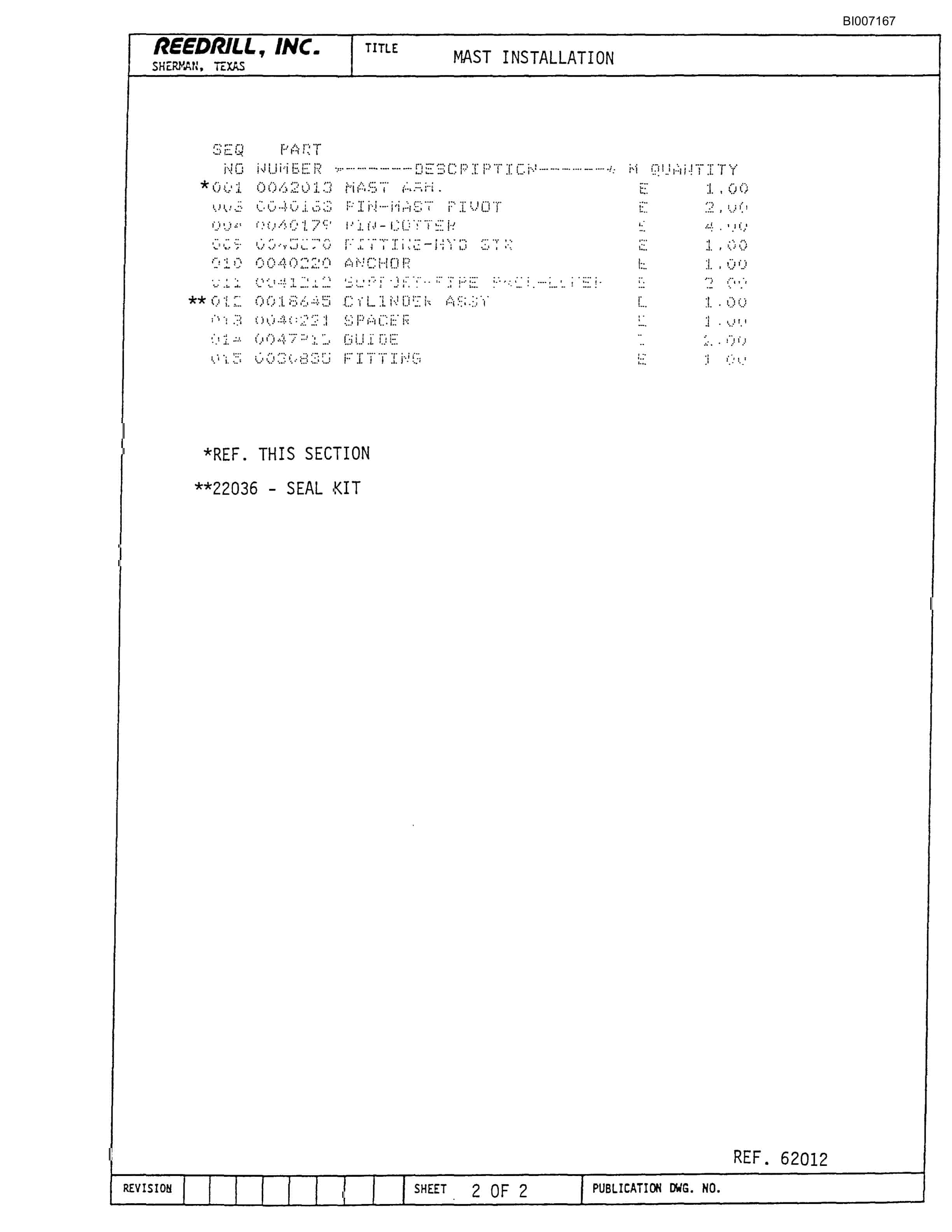 Bucyrus SK-35 High Pressure Parts Catalog BI007167-2