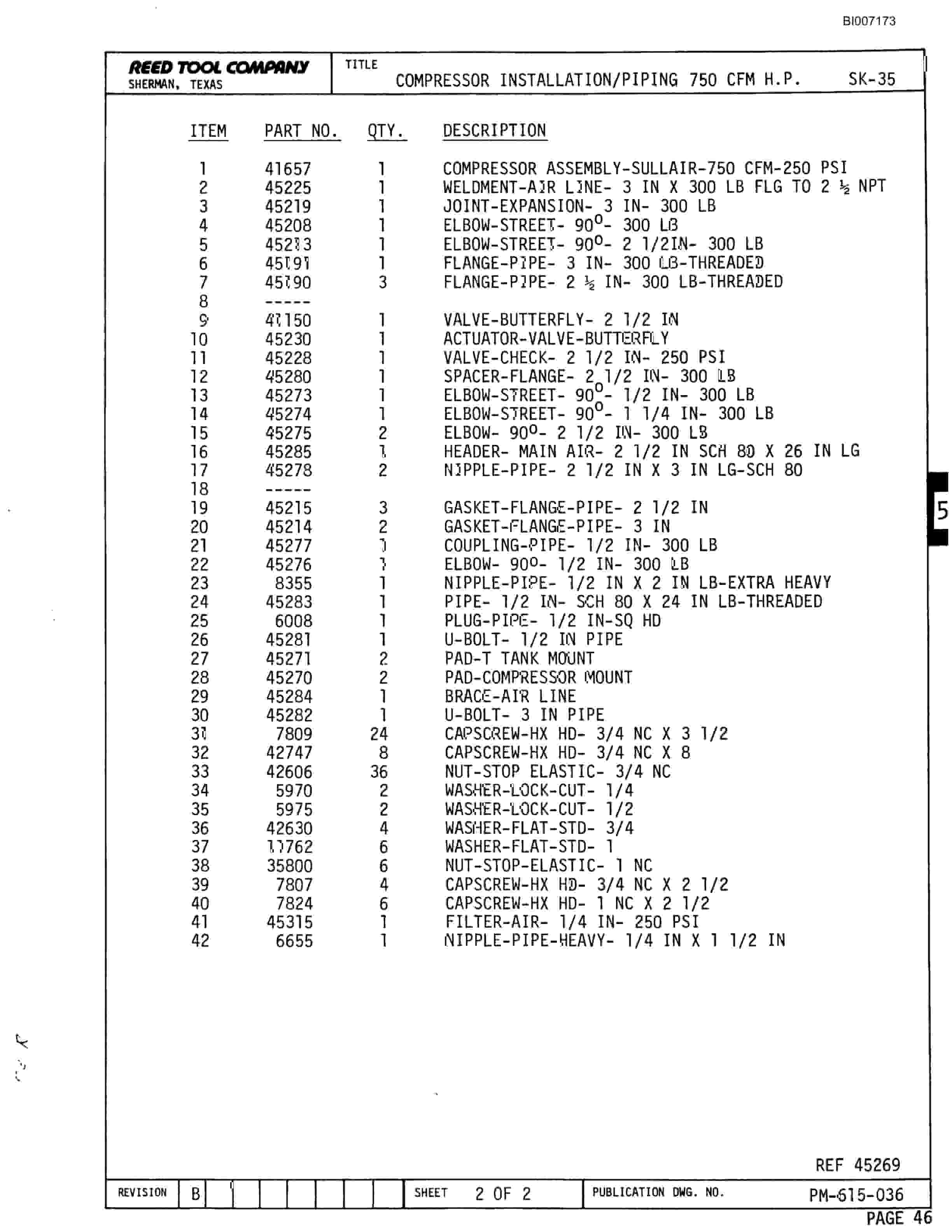 Bucyrus SK-35 High Pressure Parts Catalog BI007173-2
