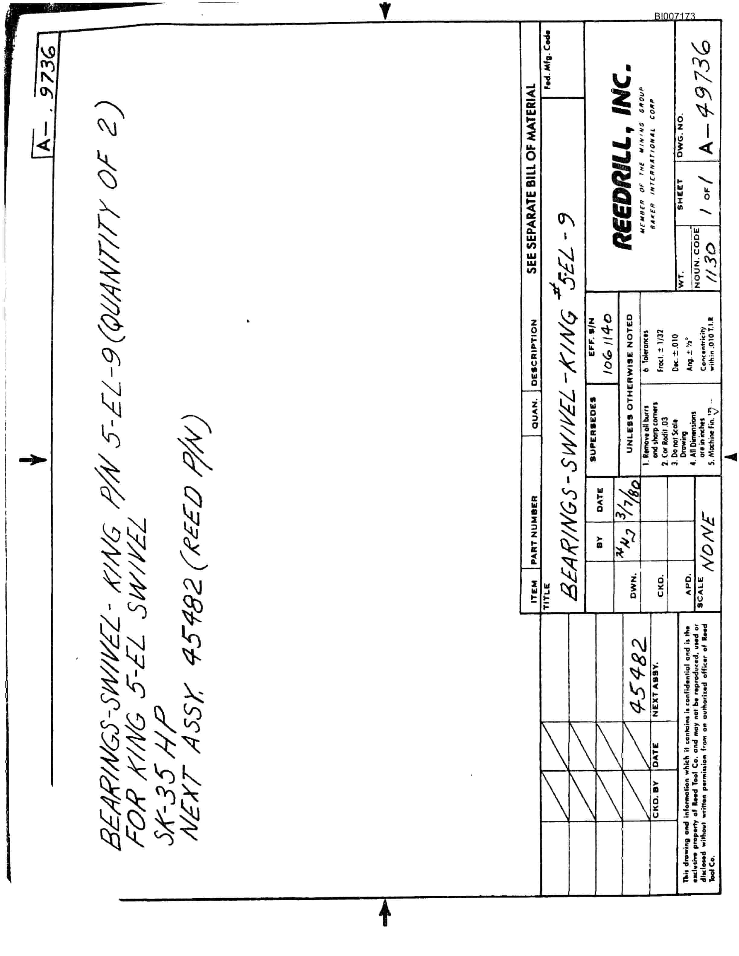 Bucyrus SK-35 High Pressure Parts Catalog BI007173-3