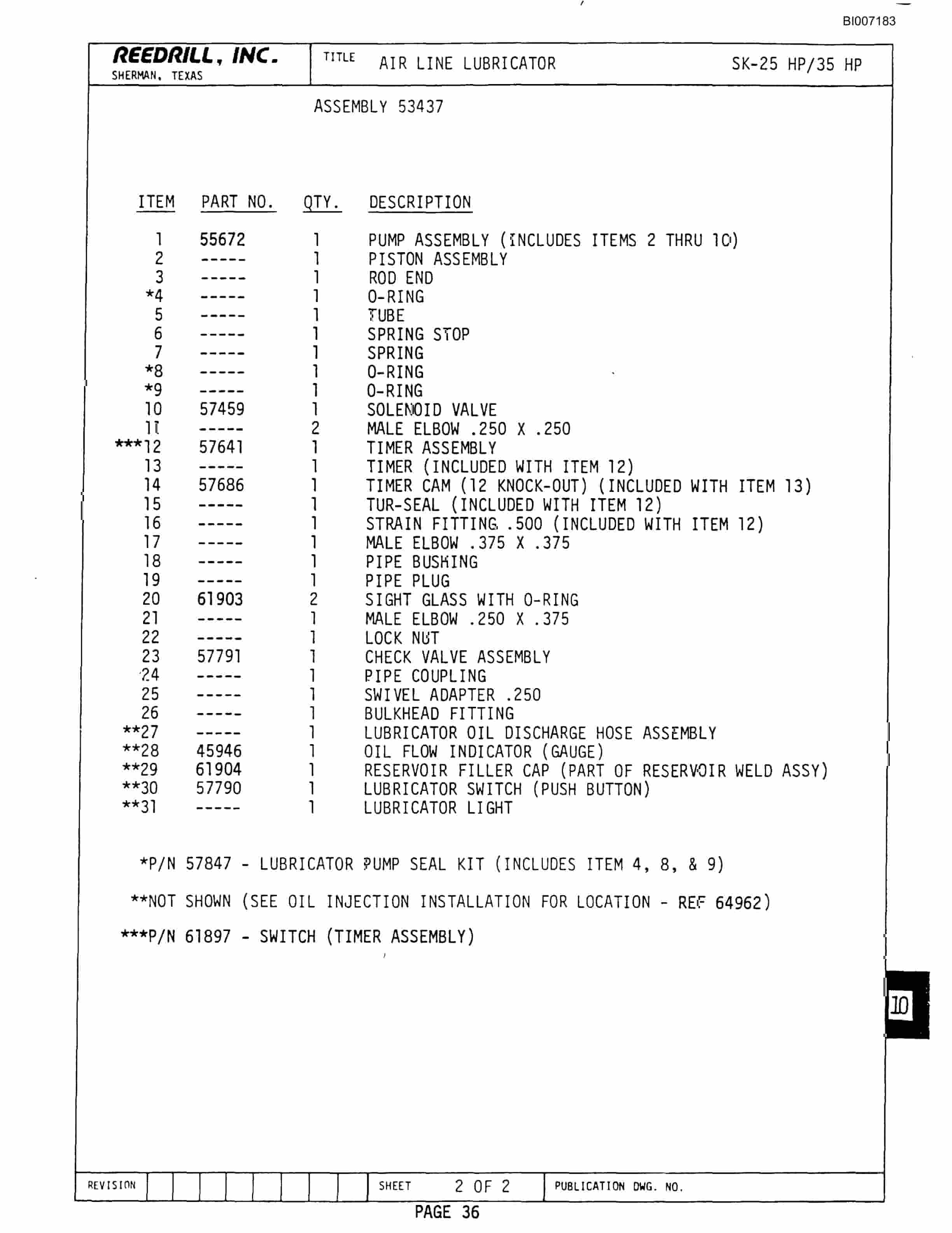 Bucyrus SK-35 High Pressure Parts Catalog BI007183-4