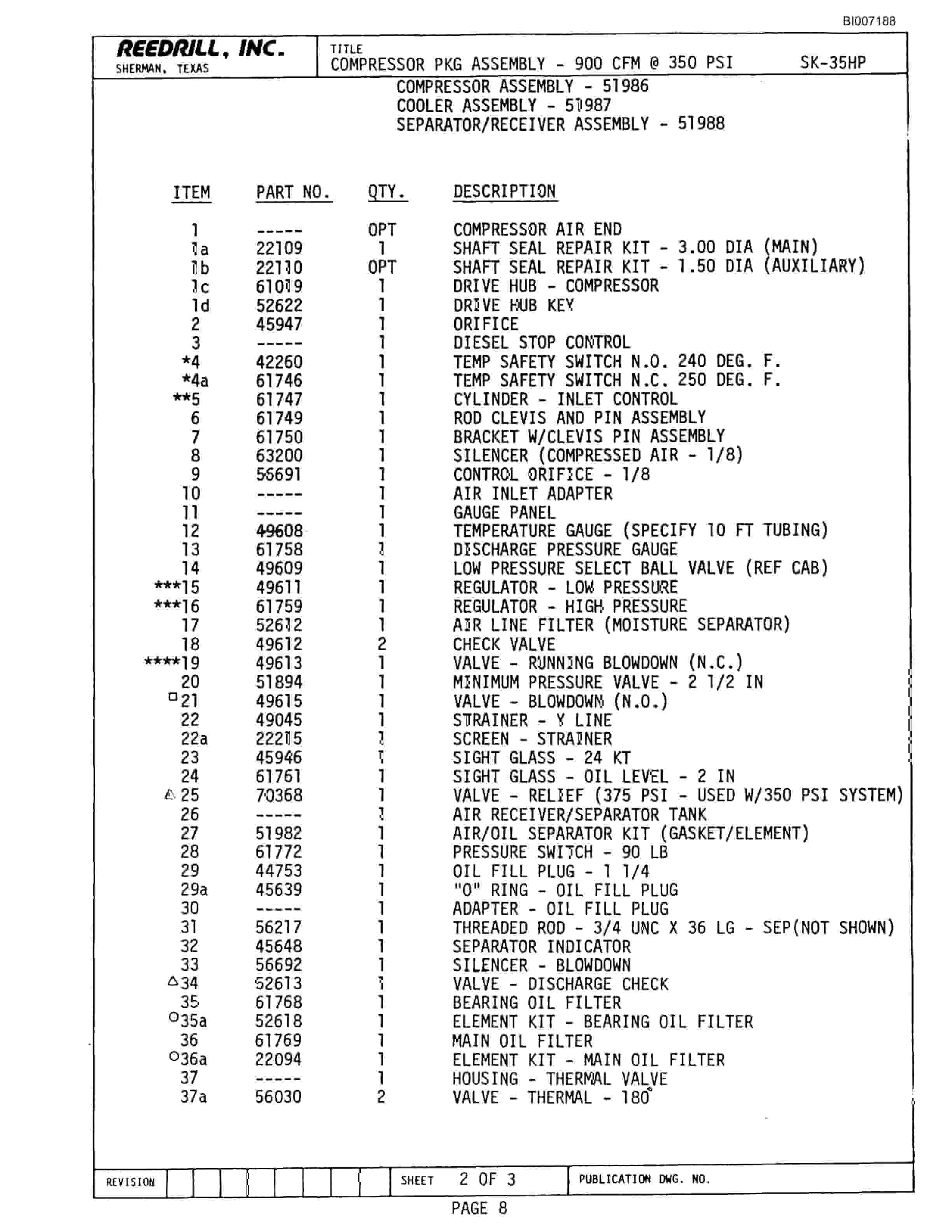 Bucyrus SK-35 High Pressure Parts Catalog BI007188-2
