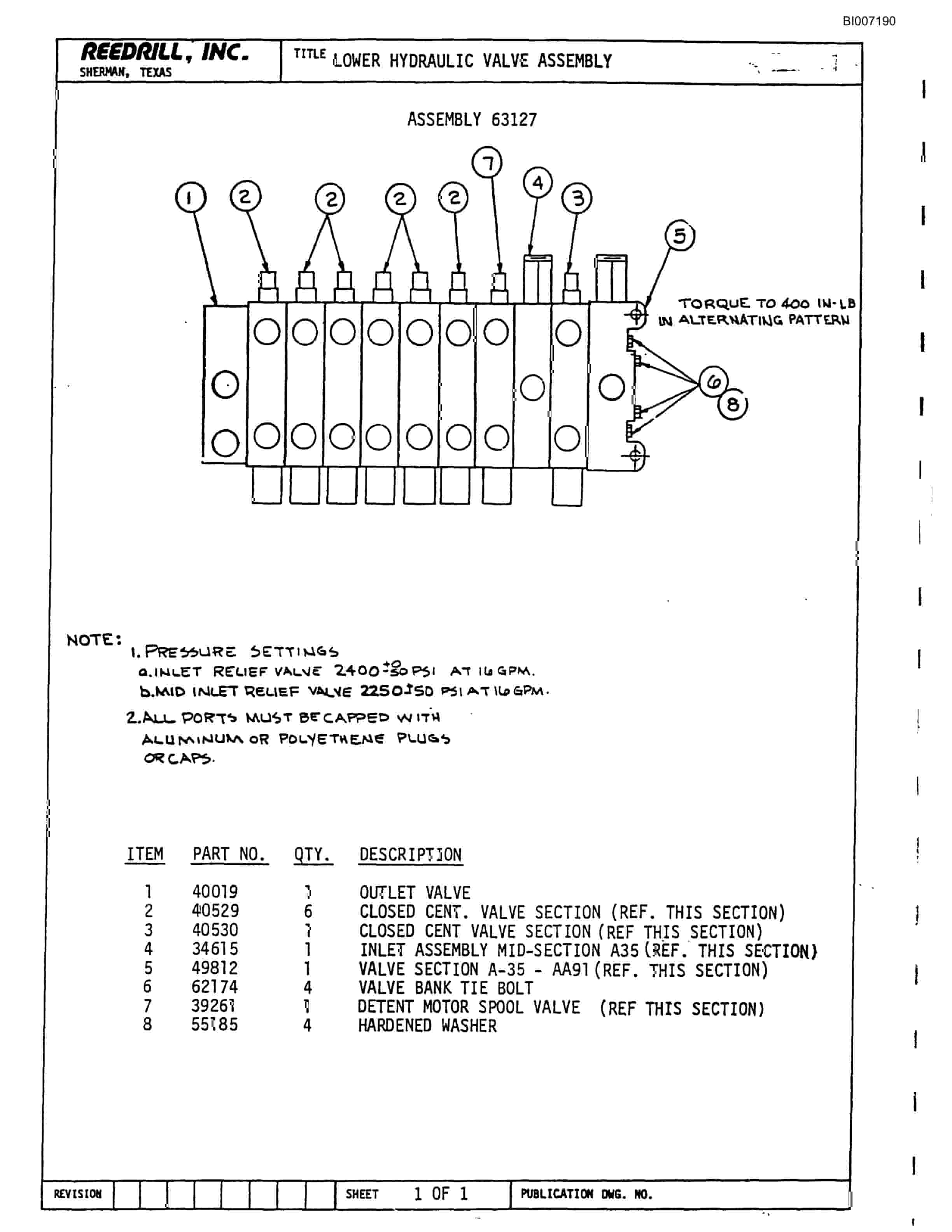 Bucyrus SK-35 High Pressure Parts Catalog BI007190-4