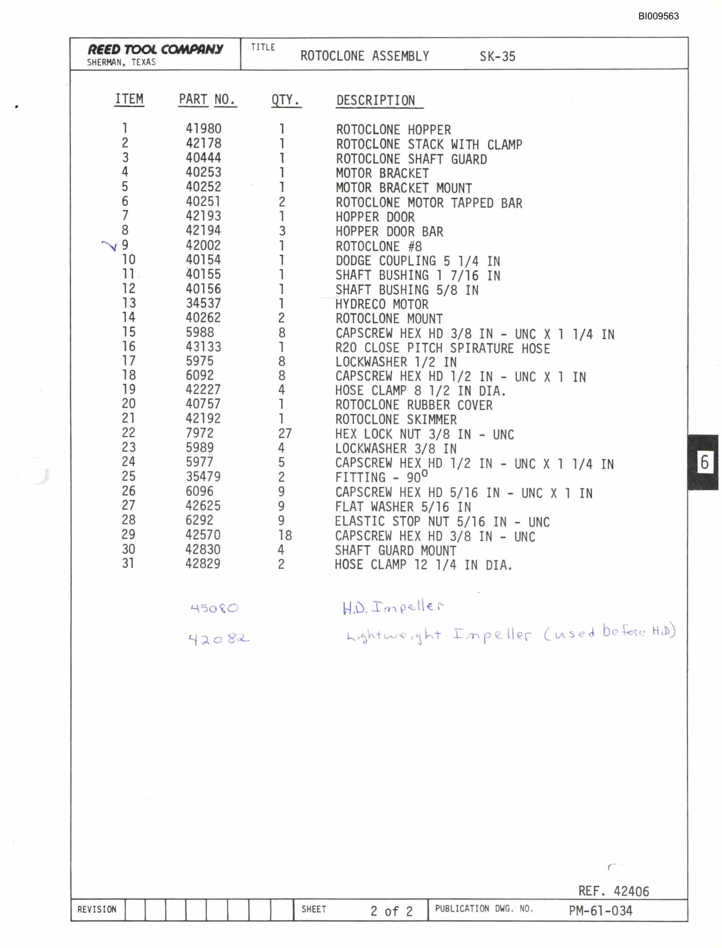 Bucyrus SK-35 Parts Catalog BI009563-2