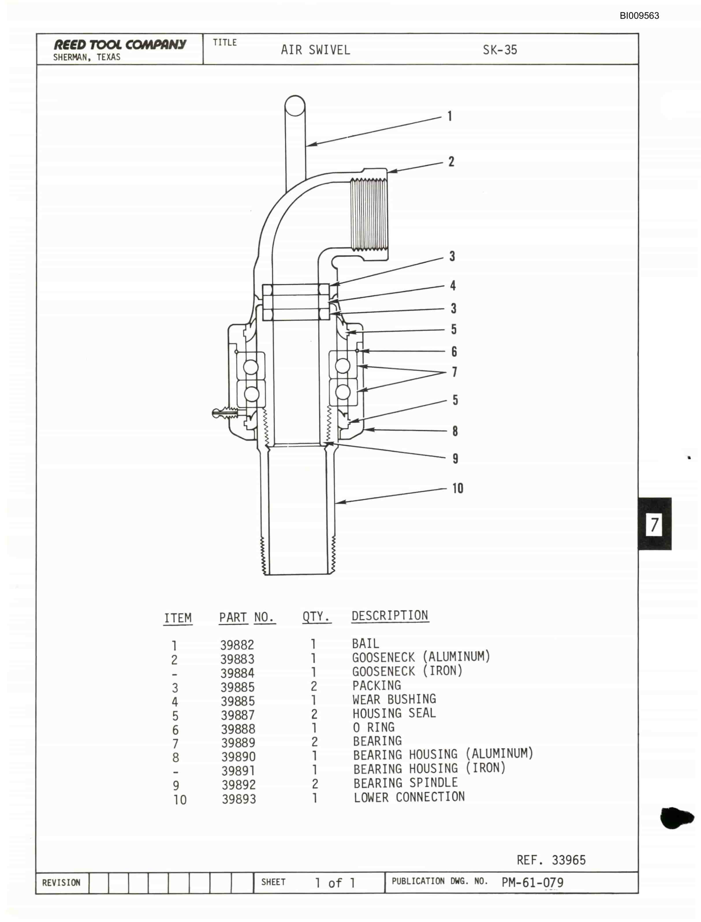 Bucyrus SK-35 Parts Catalog BI009563-3