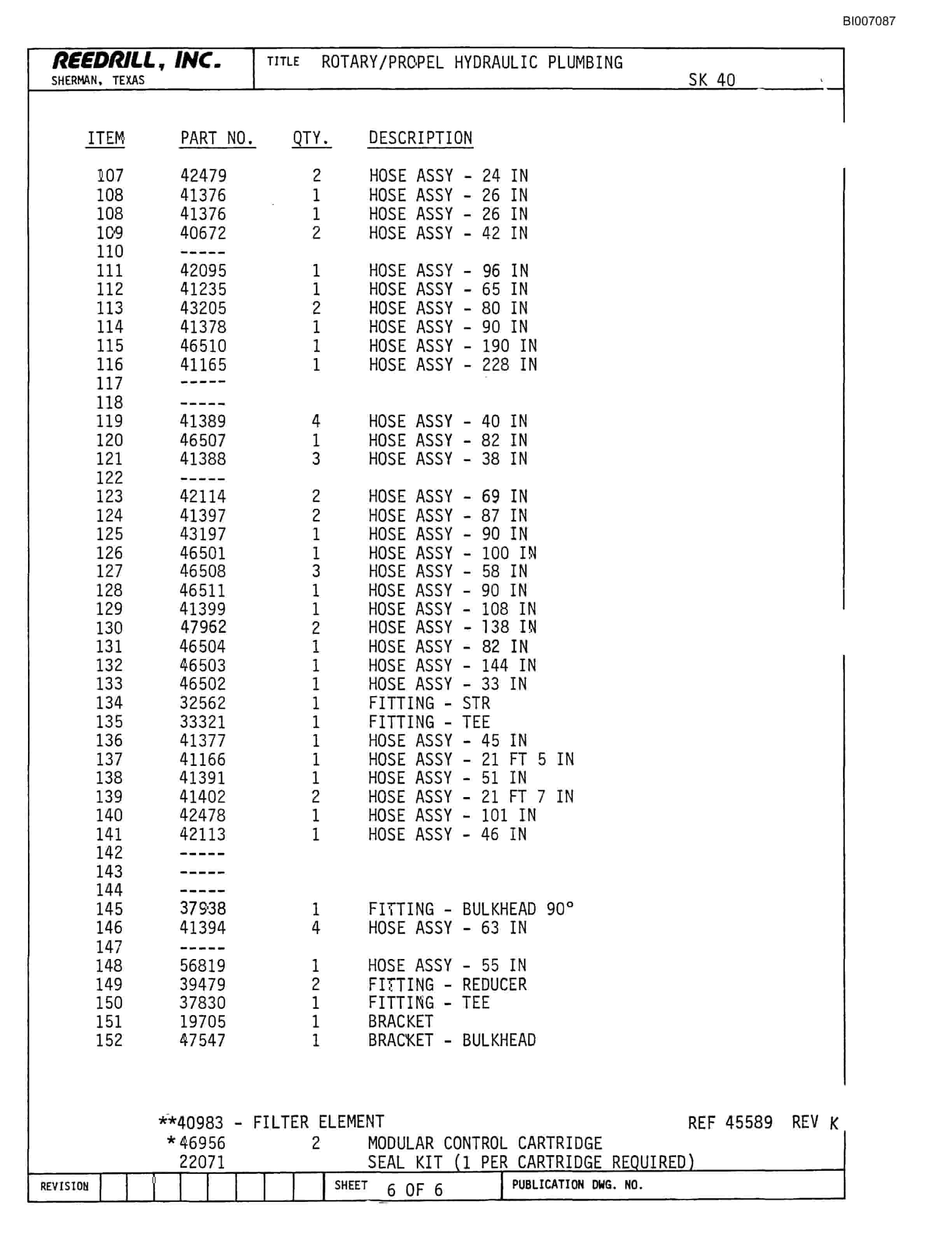 Bucyrus SK-40 Parts Catalog BI007087-5