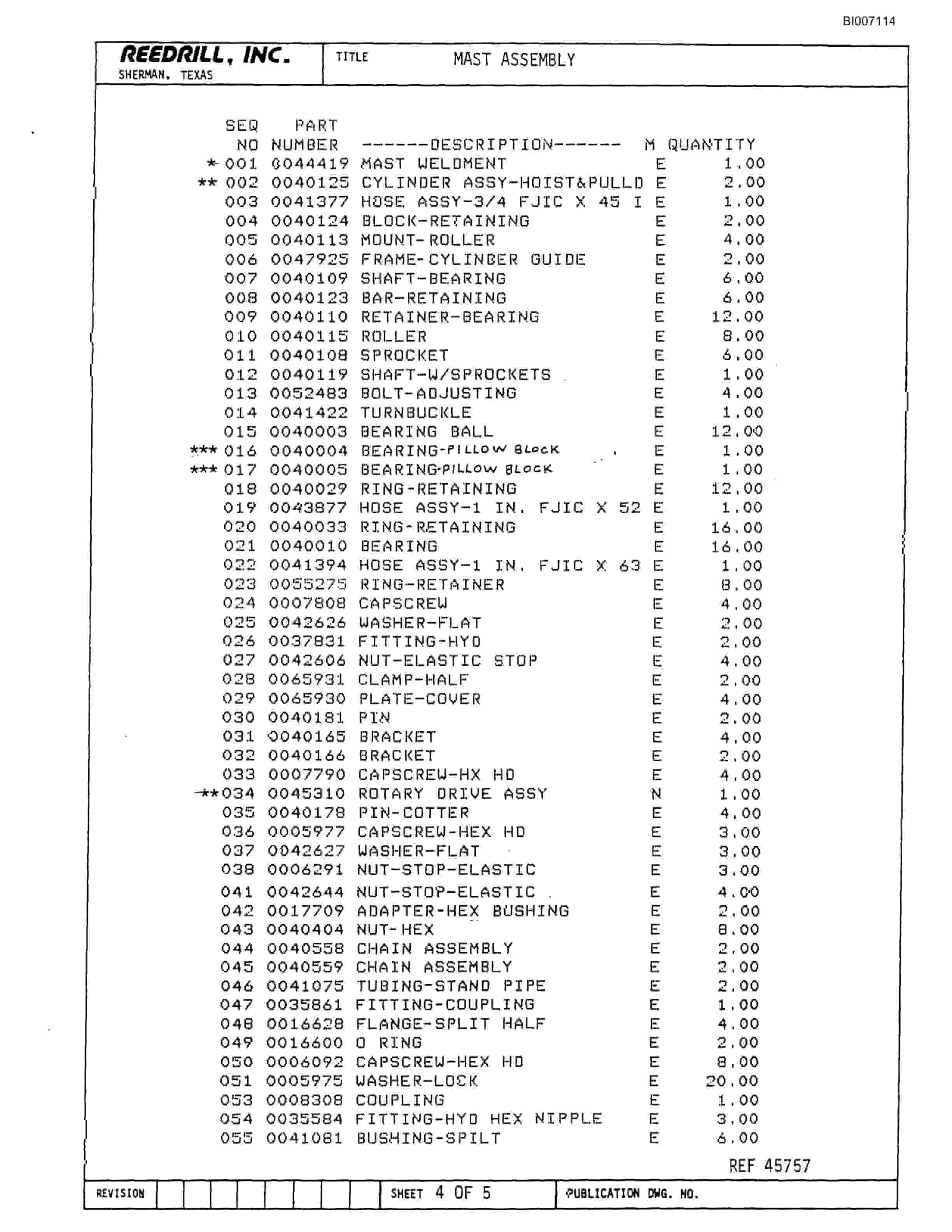 Bucyrus SK-40 Parts Catalog BI007114-2