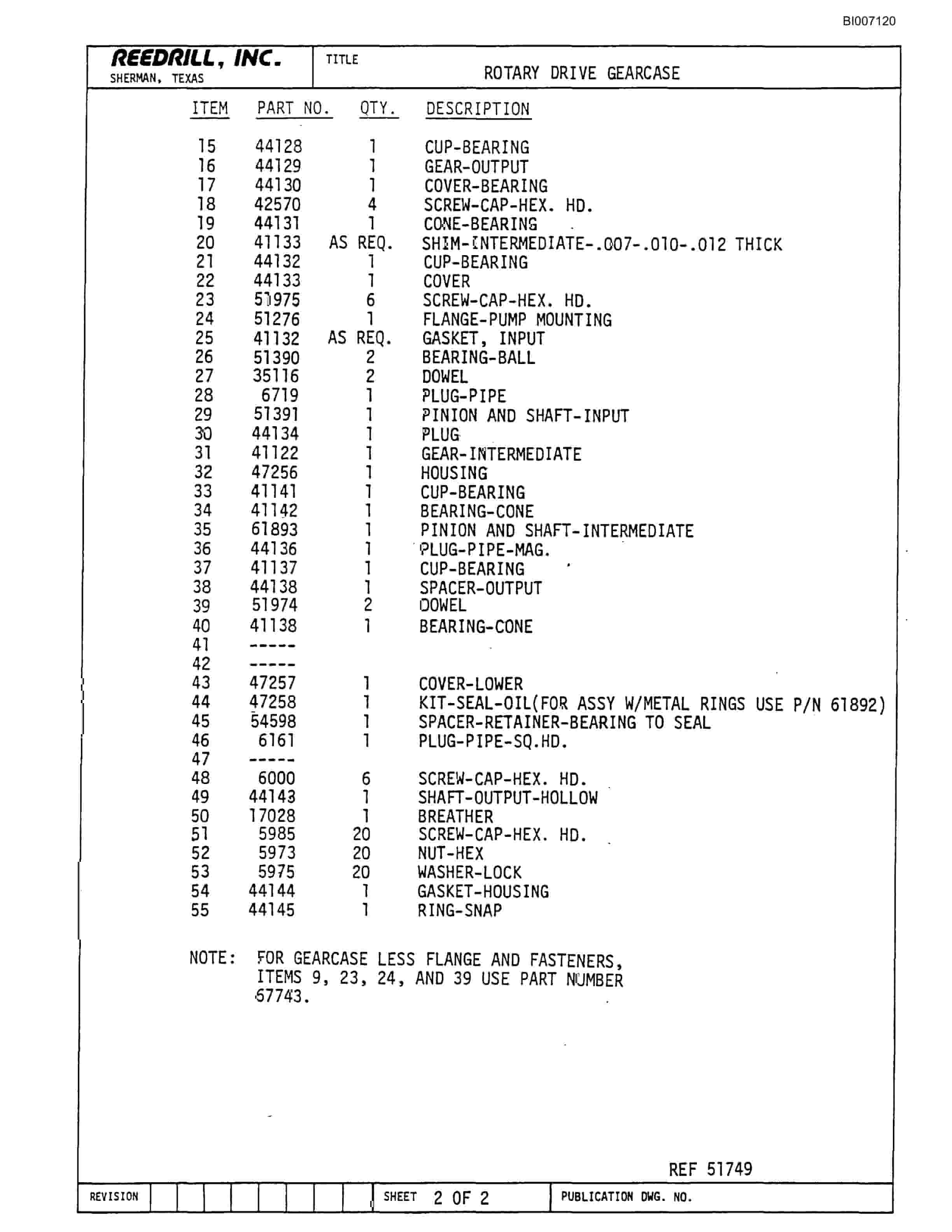 Bucyrus SK-40 Parts Catalog BI007120-3